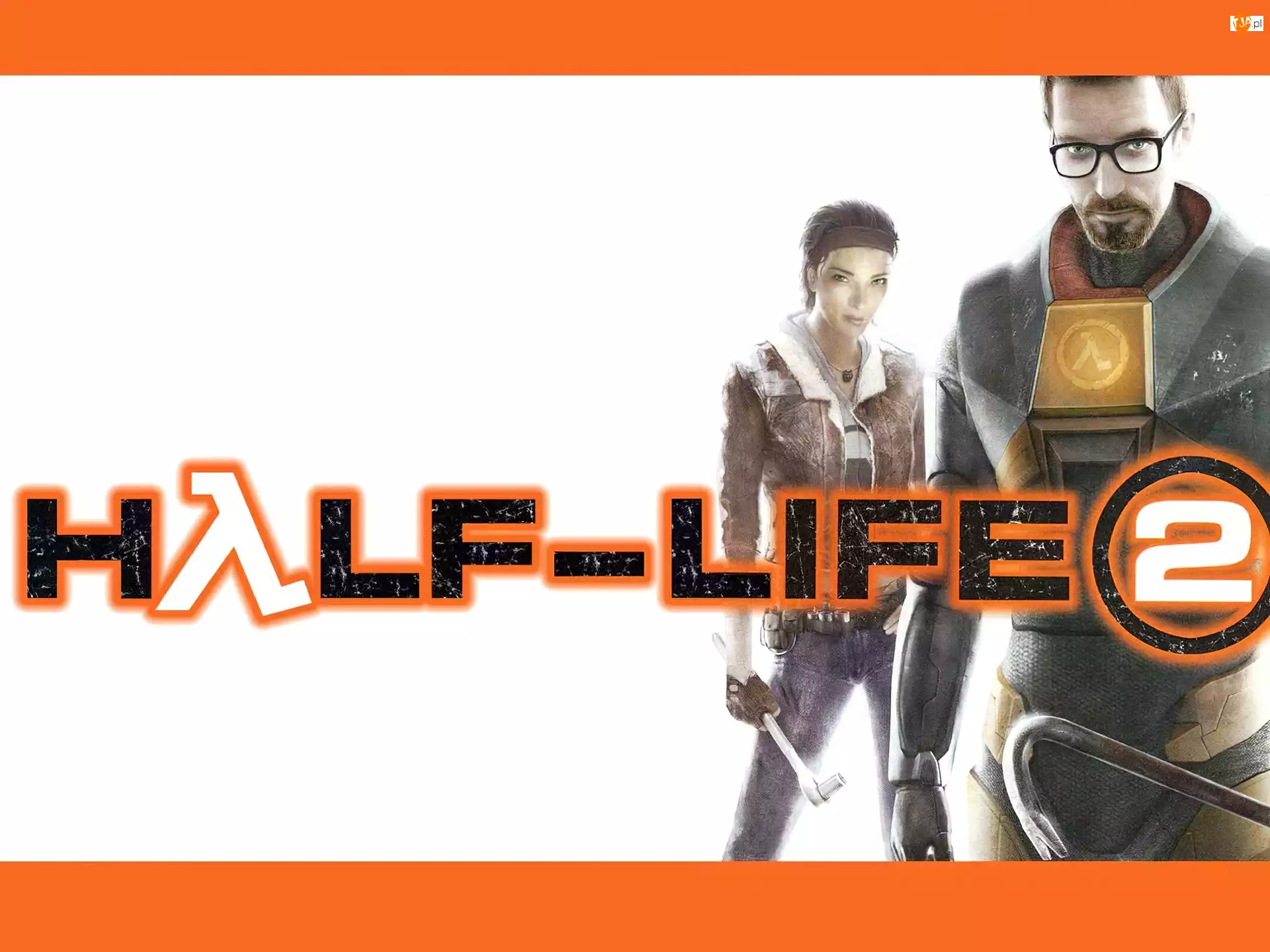 mężczyzna, Half Life 2, kobieta, postacie, logo