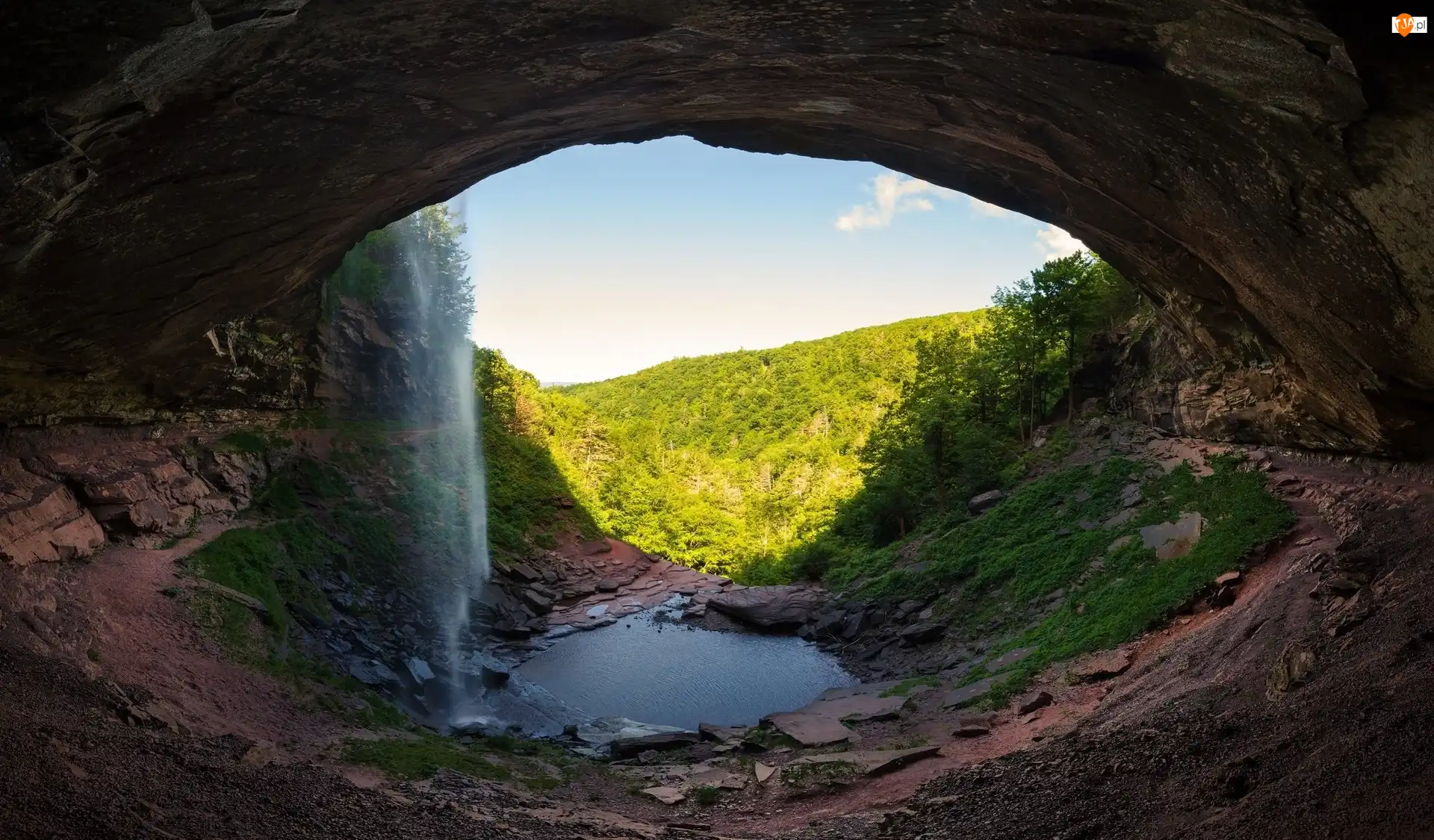 Wodospad Kaaterskill Falls, Stany Zjednoczone, Skała, Jaskinia, Nowy Jork