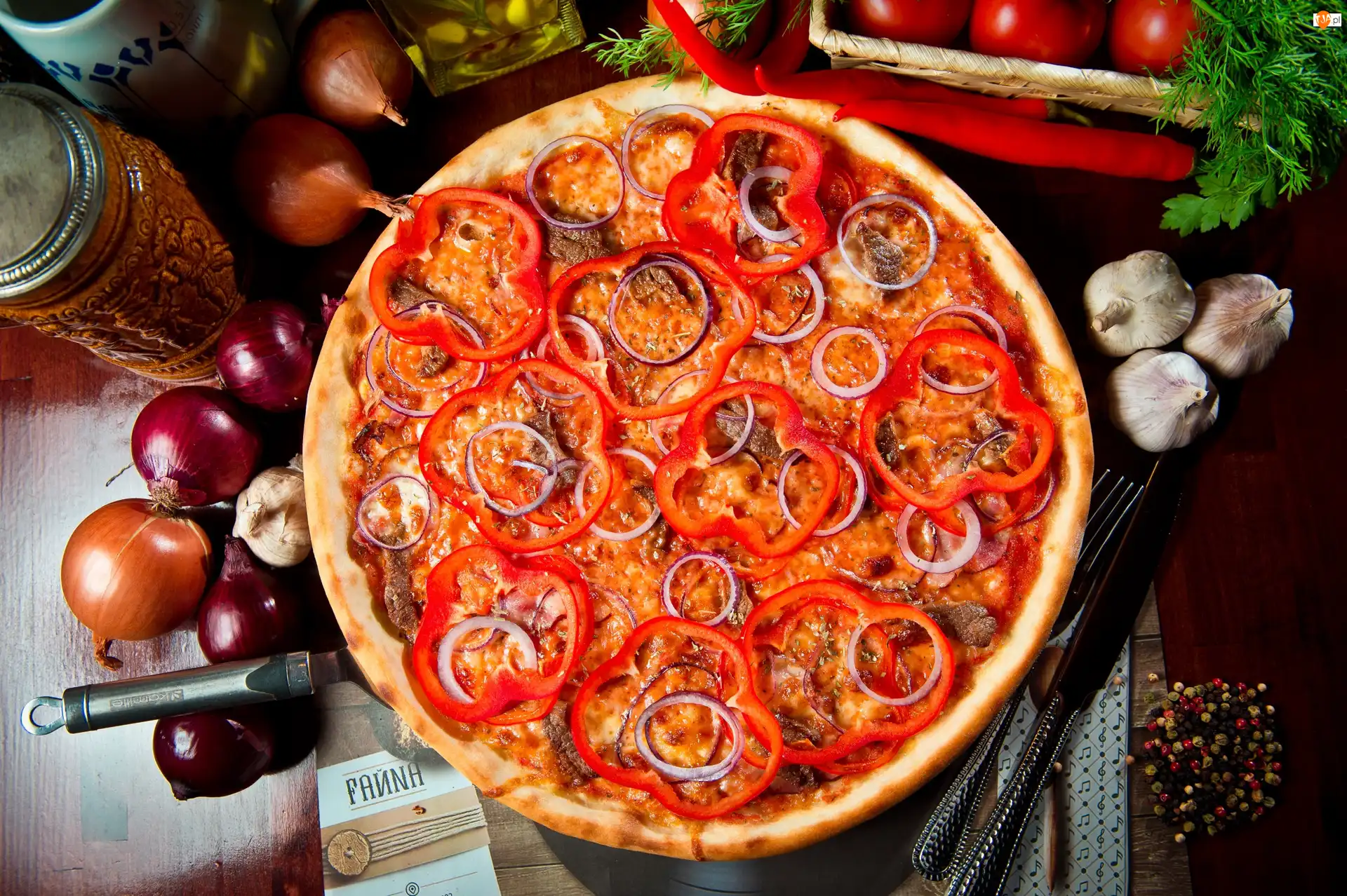 Papryka, Pizza, Cebula