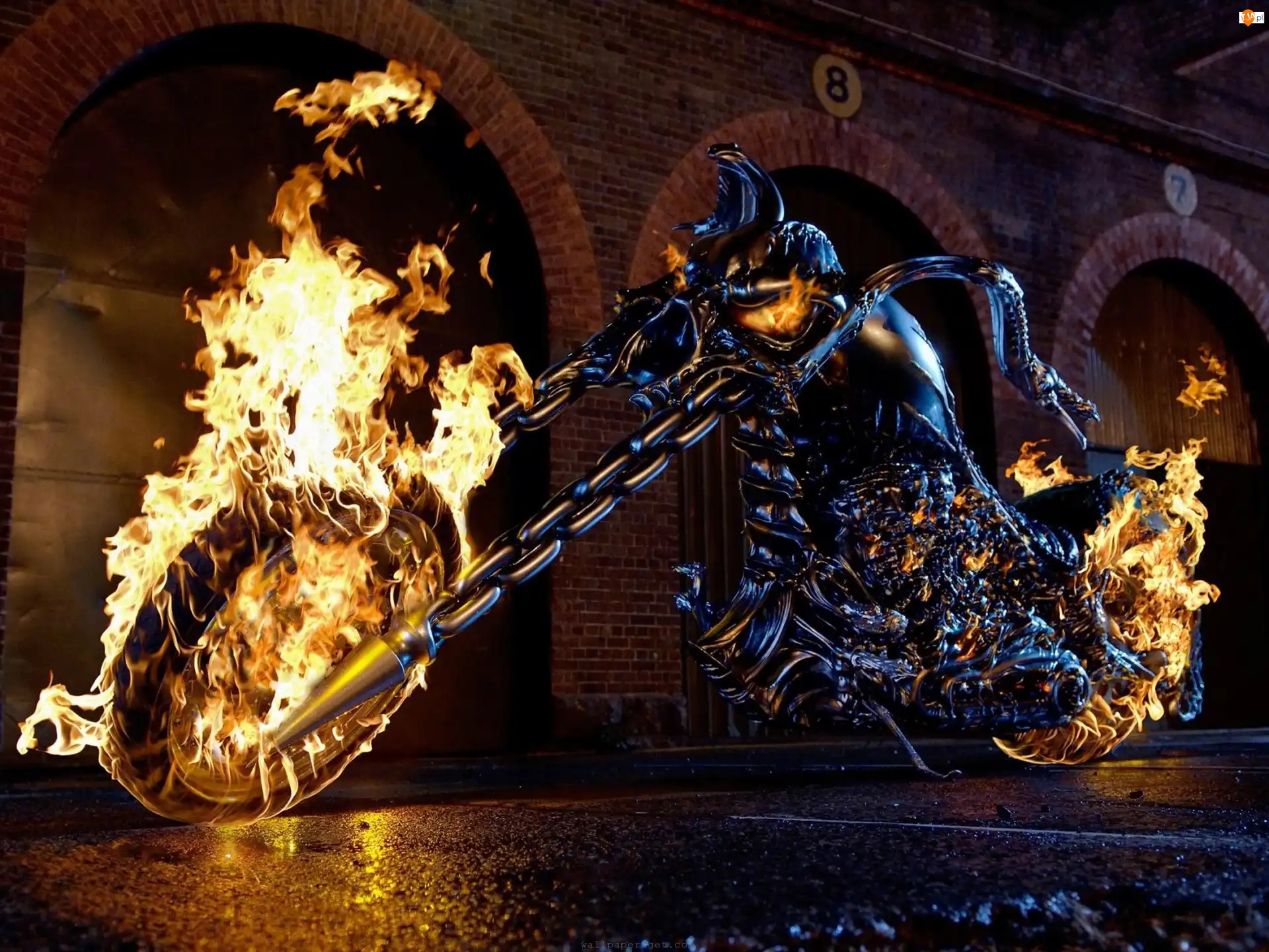 Płomienie, Motocykl, Ghost Rider