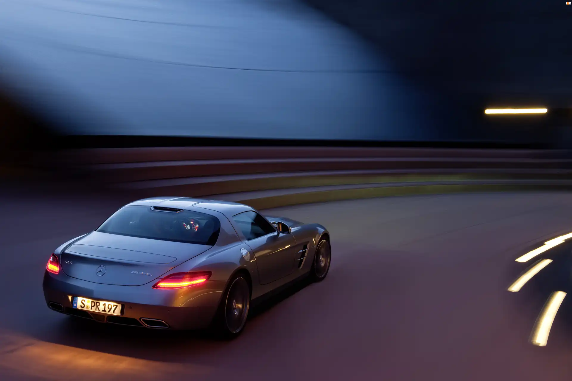 Tył, Mercedes Benz SLS, AMG, Lampy