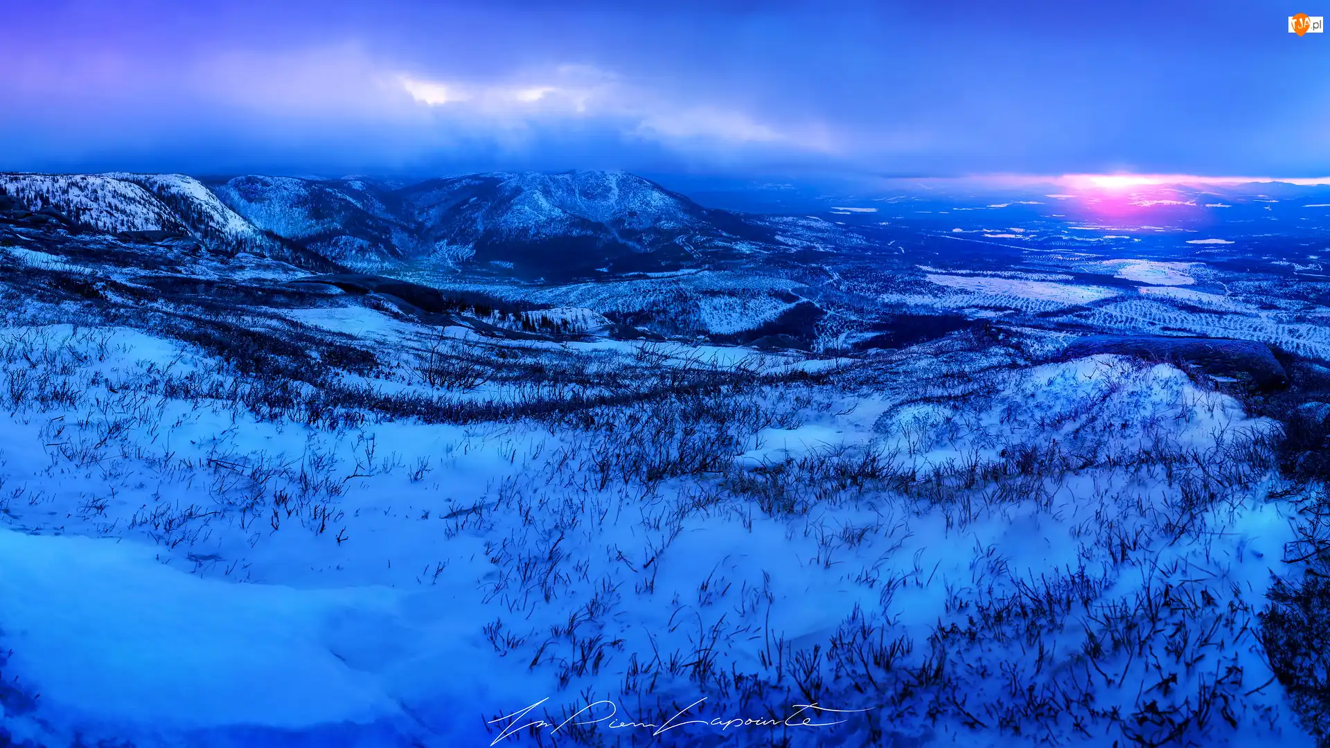 Charlevoix, Kanada, Góry Laurentyńskie, Zima, Prowincja Quebec