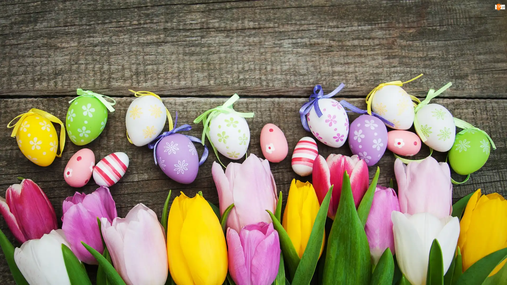 Pisanki, Wielkanoc, Tulipany, Jajka