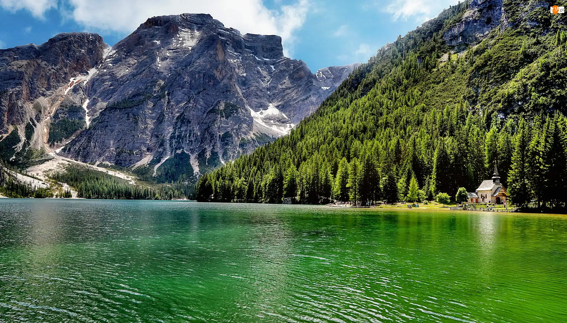 Lasy, Góry, Kościółek, Włochy, Jezioro, Lago di Carezza