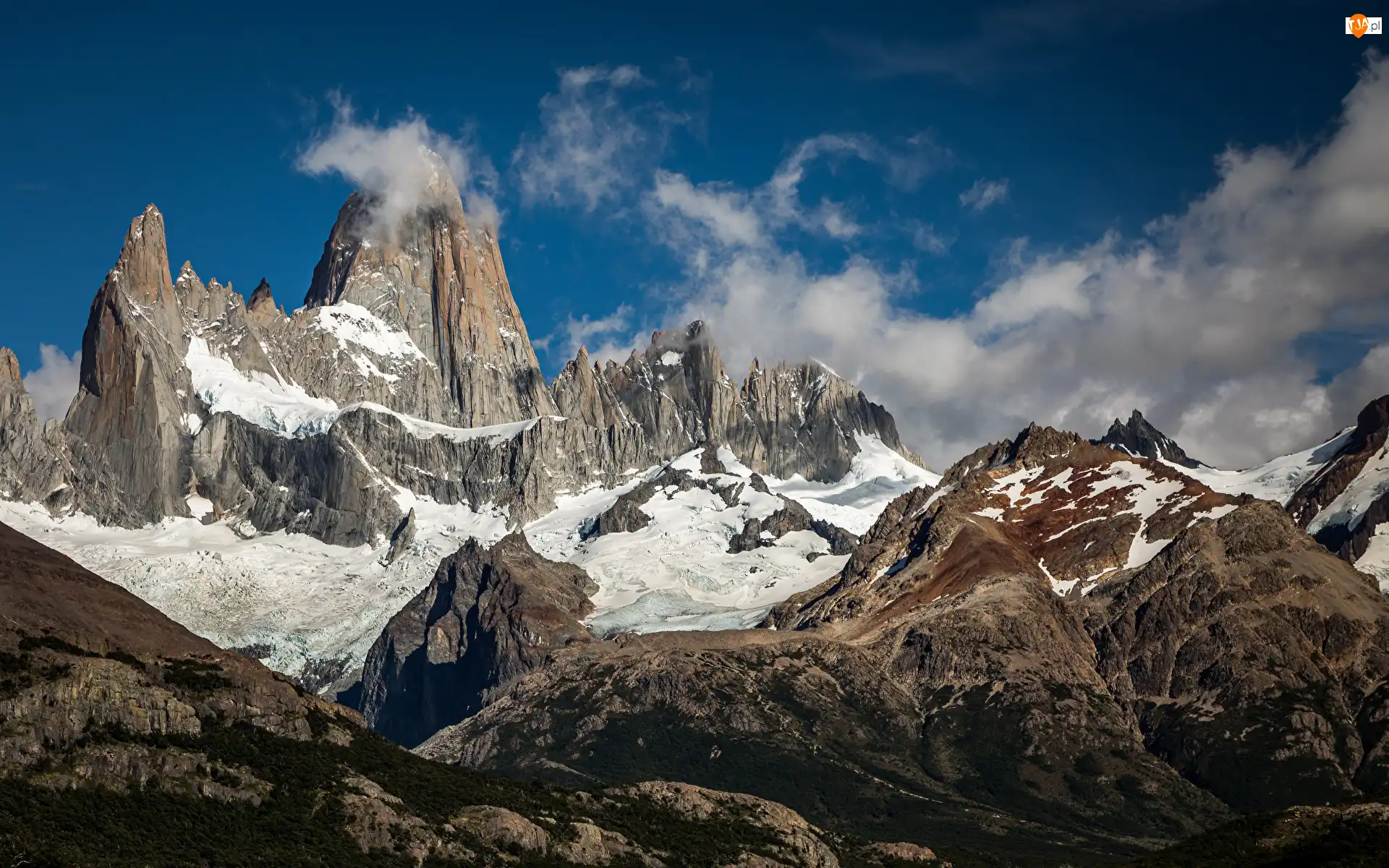 Park Narodowy Los Glaciares, Góry, Zima, Patagonia, Szczyt, Skały, Argentyna, Fitz Roy