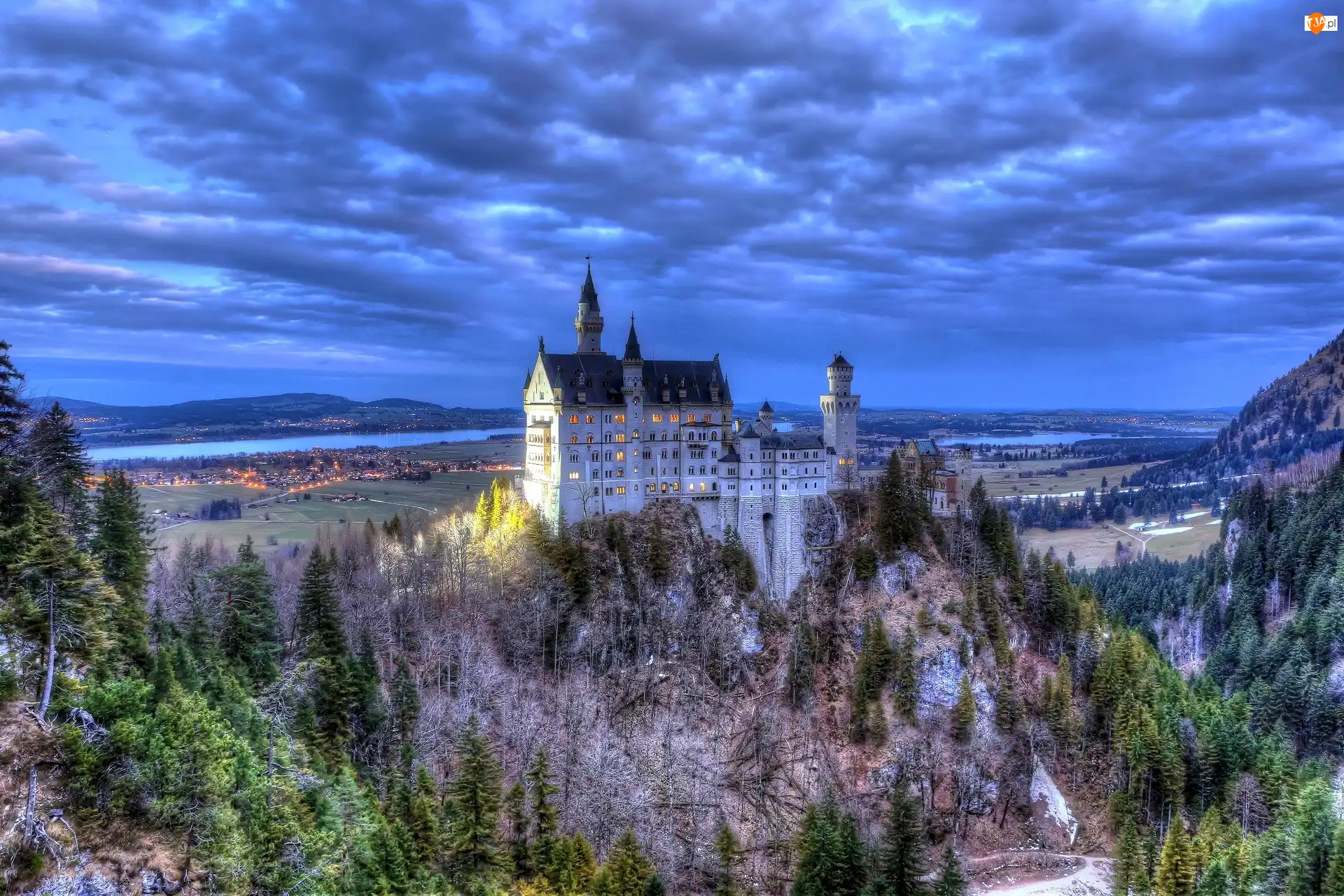 Niemcy, Zamek, Neuschwanstein, Panorama