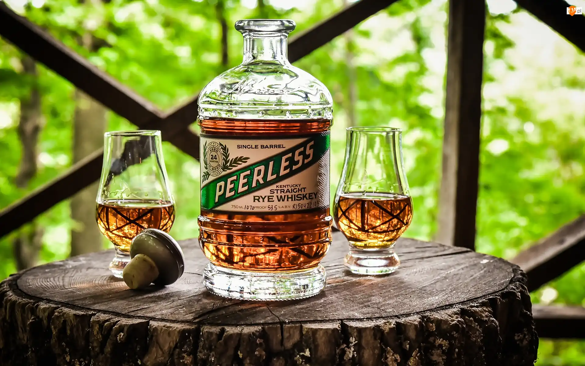 Kieliszki, Kentucky Peerless Rye Whiskey, Butelka