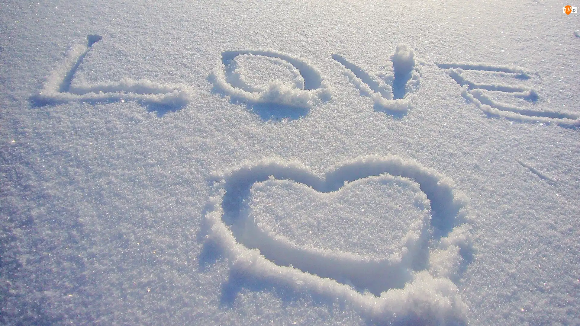 Zima, Miłość, Serce, Love, Śnieg, Napis
