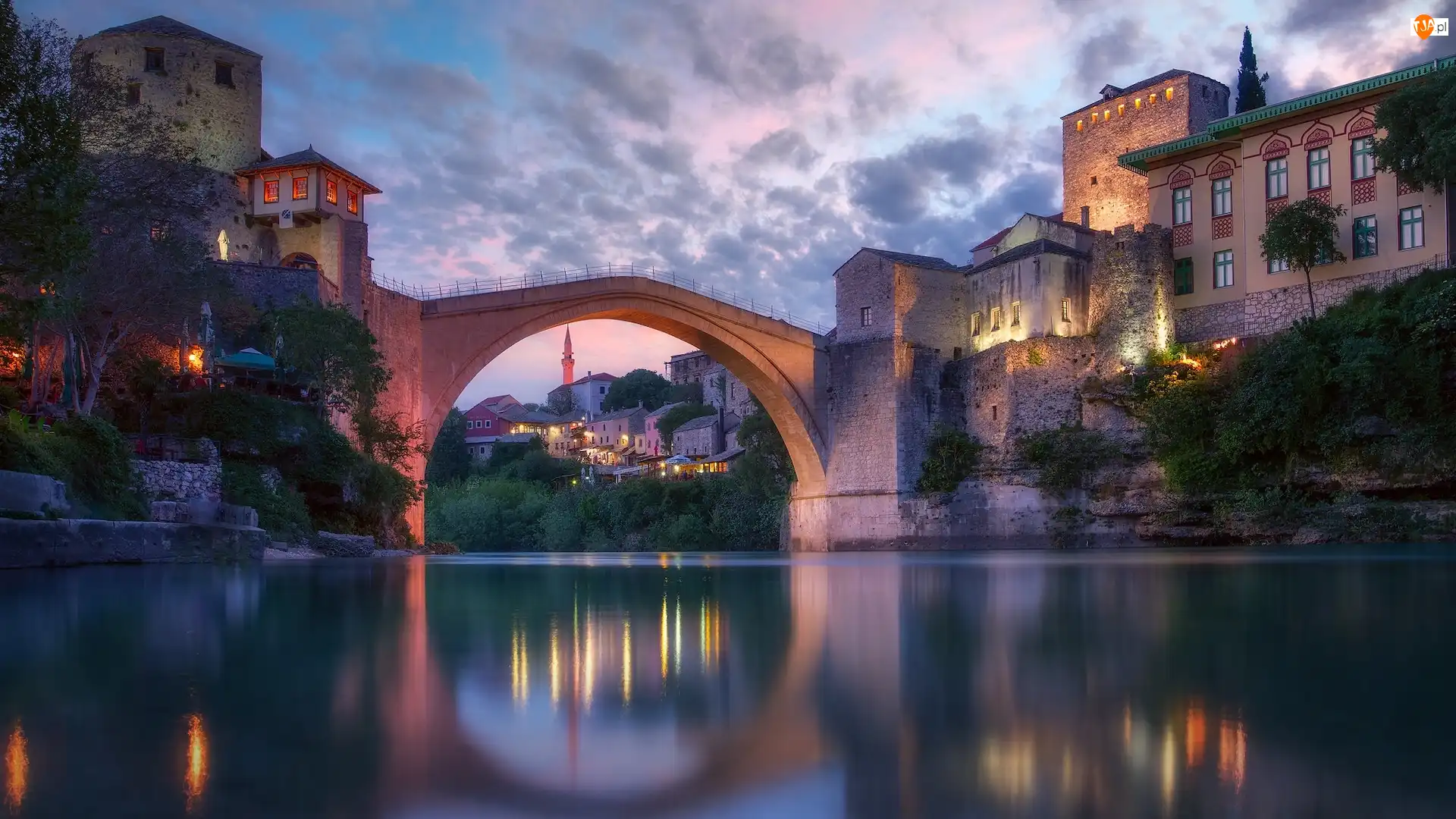 Mostar, Miasteczko, Most, Bośnia i Hercegowina, Domy, Rzeka Neretwa