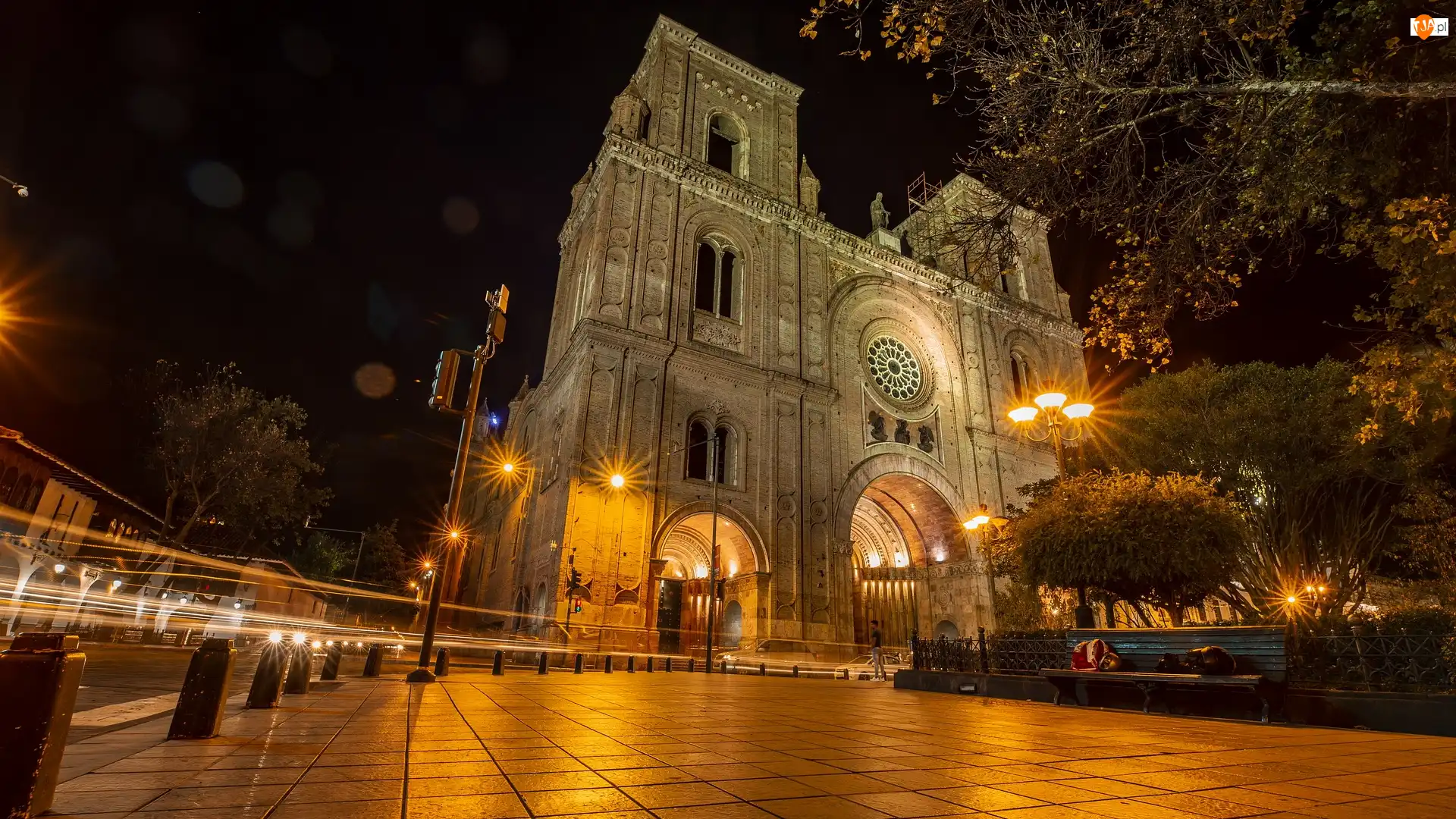Noc, Kościół, Ulica, Cuenca, Katedra, Światł, Hiszpania, Cuenca Cathedral