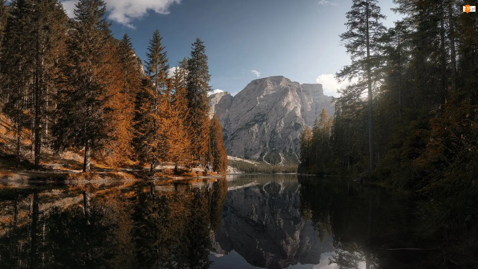 Południowy Tyrol, Jezioro, Odbicie, Włochy, Dolomity, Góry, Lago di Braies