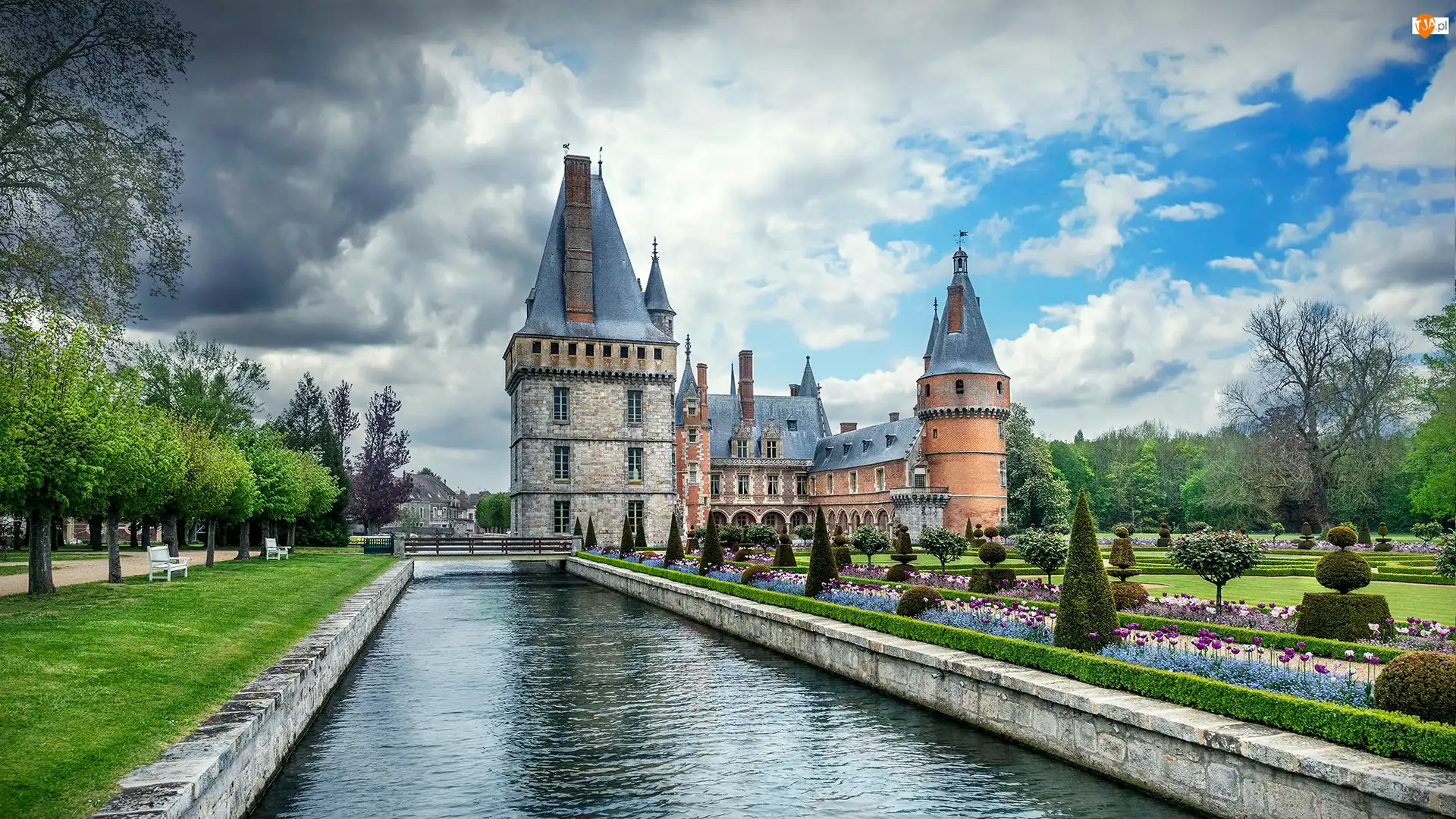 Maintenon, Francja, Chateau de Maintenon, Kanał, Zamek, Park