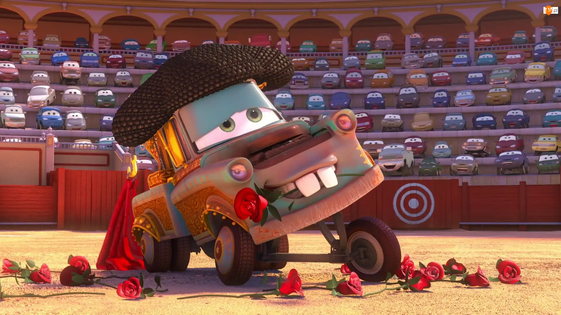 Cars 2, Auta, Trybuny, Film animowany, Autko, Róże, Arena