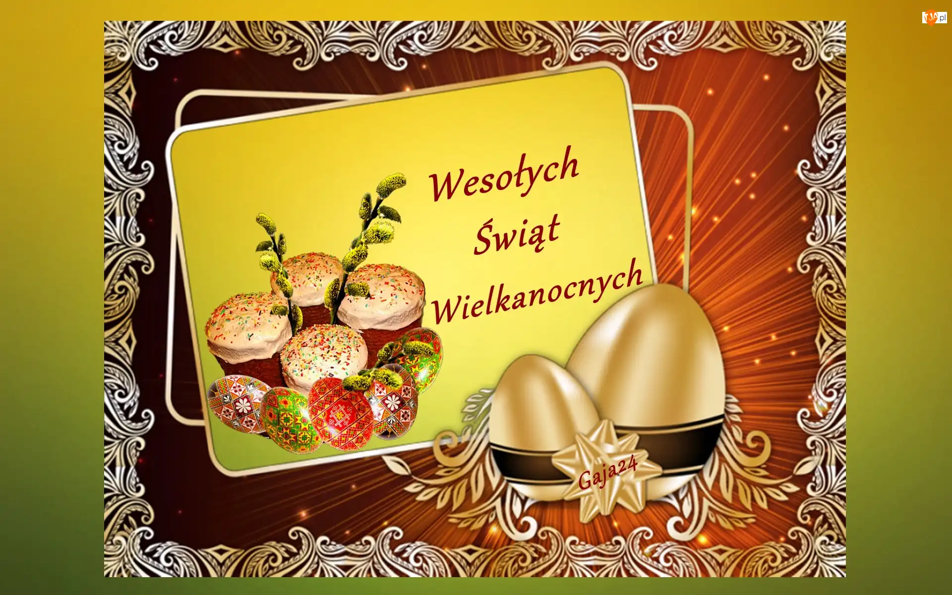 Kartka, Dekoracja, Wielkanocna