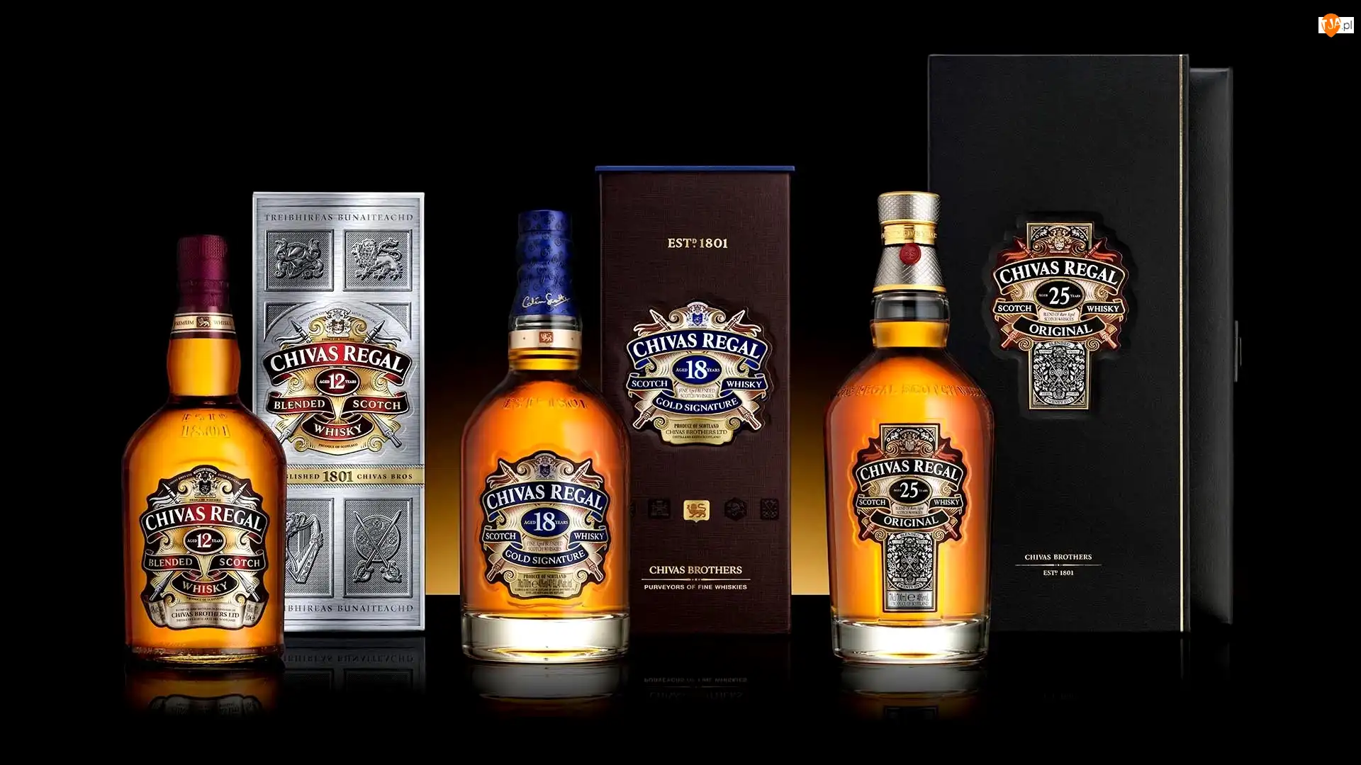 Butelki, Whisky, Chivas Regal, Trzy