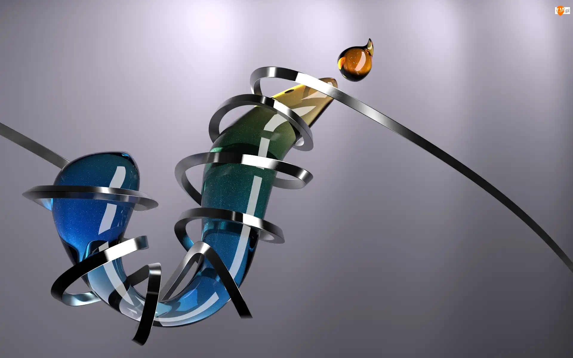 Abstrakcja, Grafika 3D, Szkło, Kolorowe