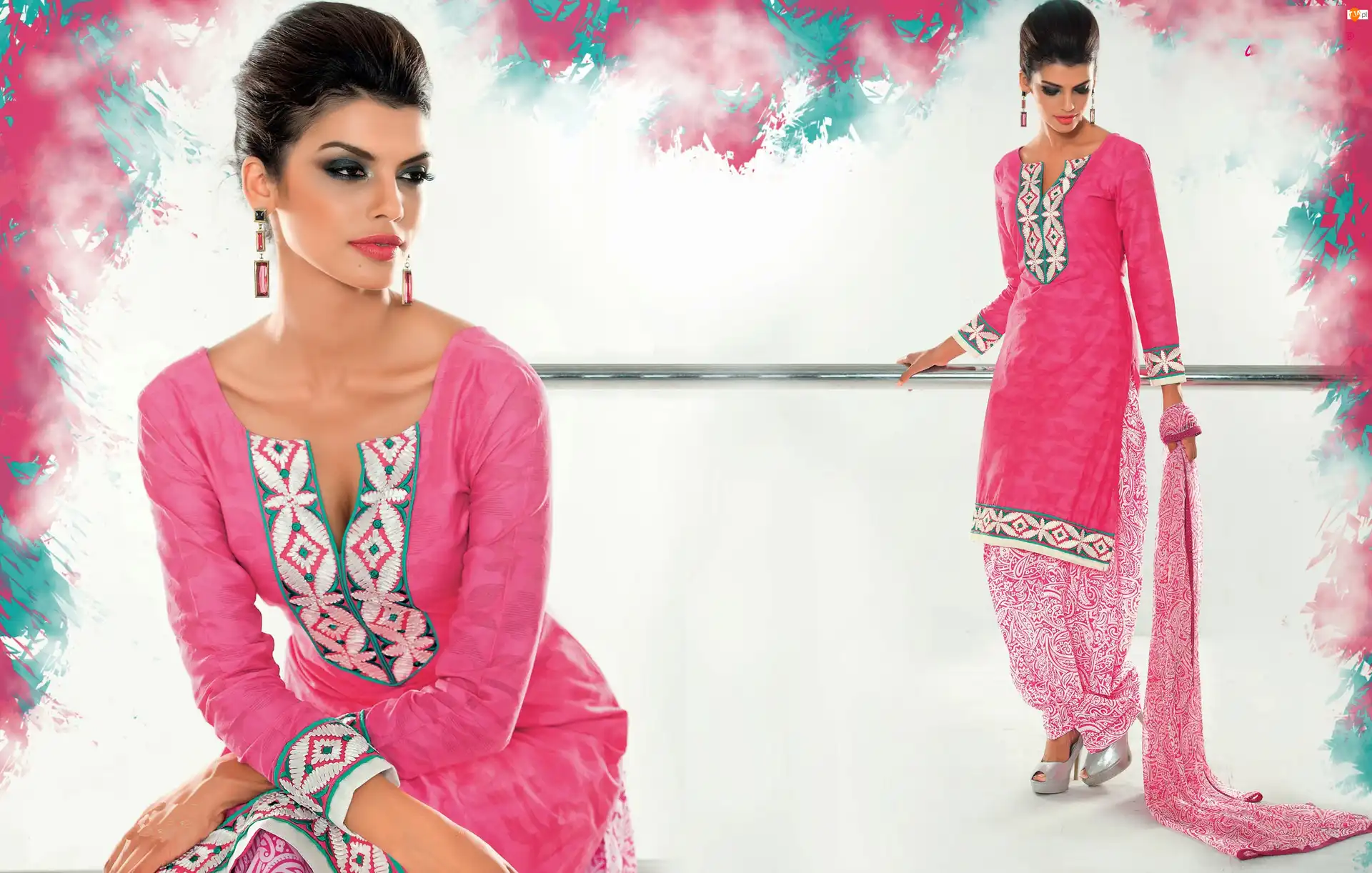 Strój, Kobieta, Kameez, Biżuteria, Salwar, Makijaż