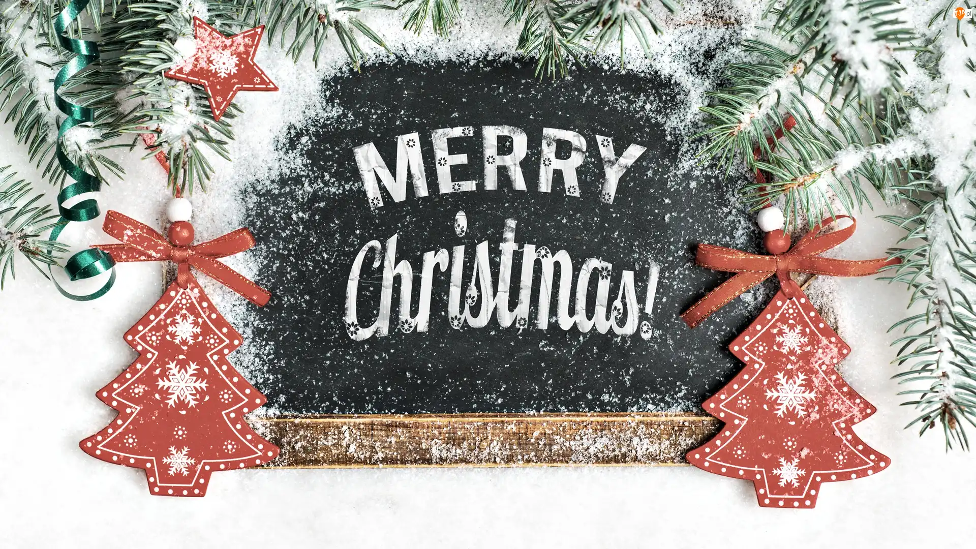 Merry Christmas, Boże Narodzenie, Choinki, Gałązki, Tabliczka, Świerkowe