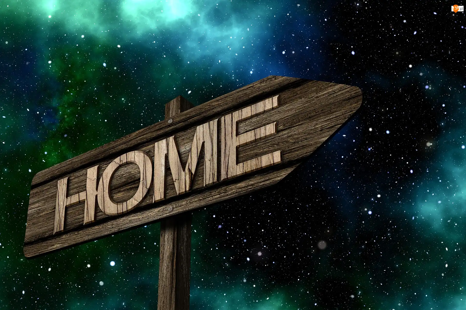 Home, Gwiazdy, Napis, Drogowskaz, Niebo