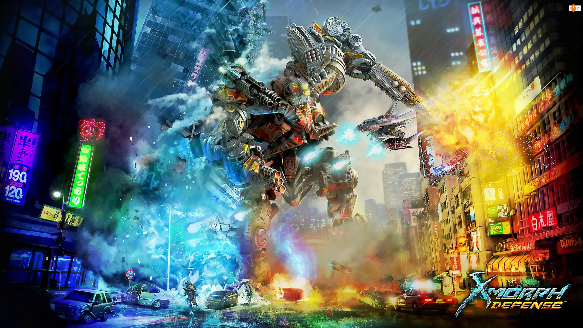 Domy, Gra, Human Mech, Ulica, X-Morph Defense, Robot, Walka, Postać
