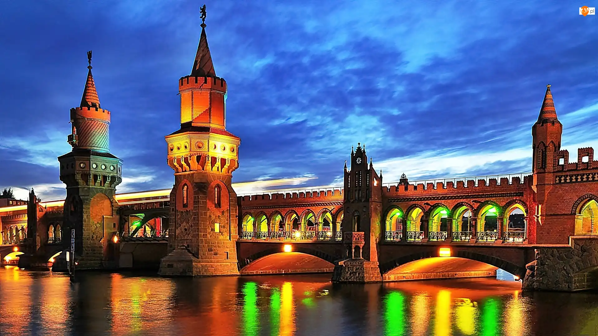 Niemcy, Oświetlony, Most, Berlin