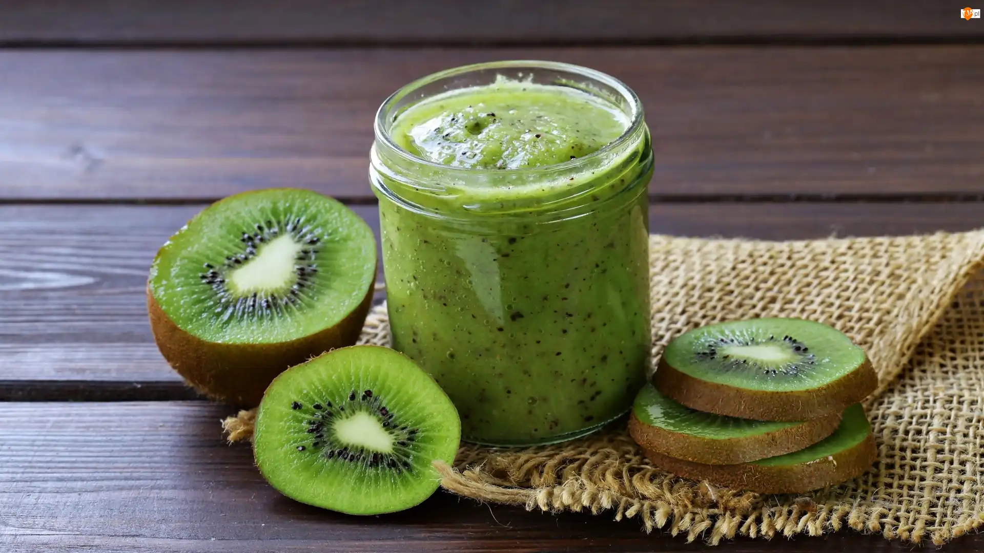 Dżem, Kiwi, Tkanina, 
, Słoik, Lniana