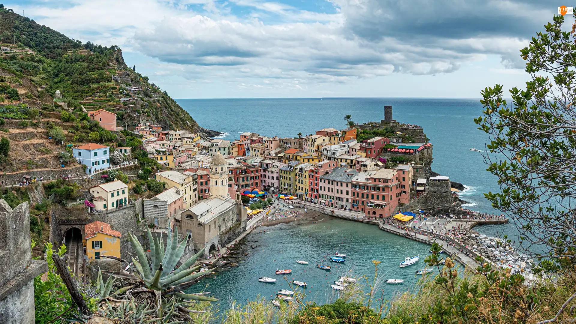 Vernazza, Włochy, Morze Liguryjskie, Domy