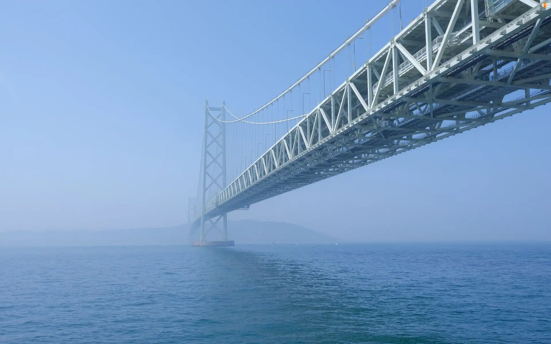 Morze, Japonia, Akashi Kaikyo, Most, Mgła