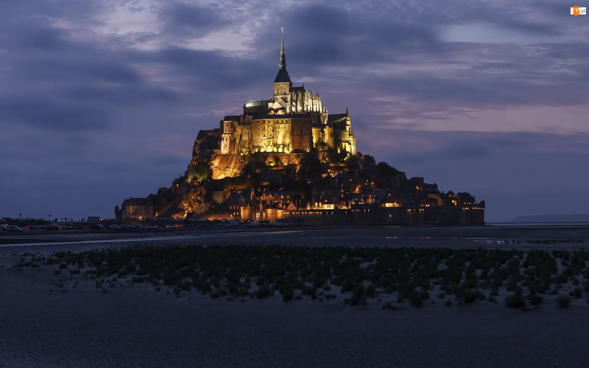 Zatoka Wzgórza Świętego Michała, Francja, Wyspa Mont Saint-Michel, Opactwo św. Michała Archanioła, Normandia