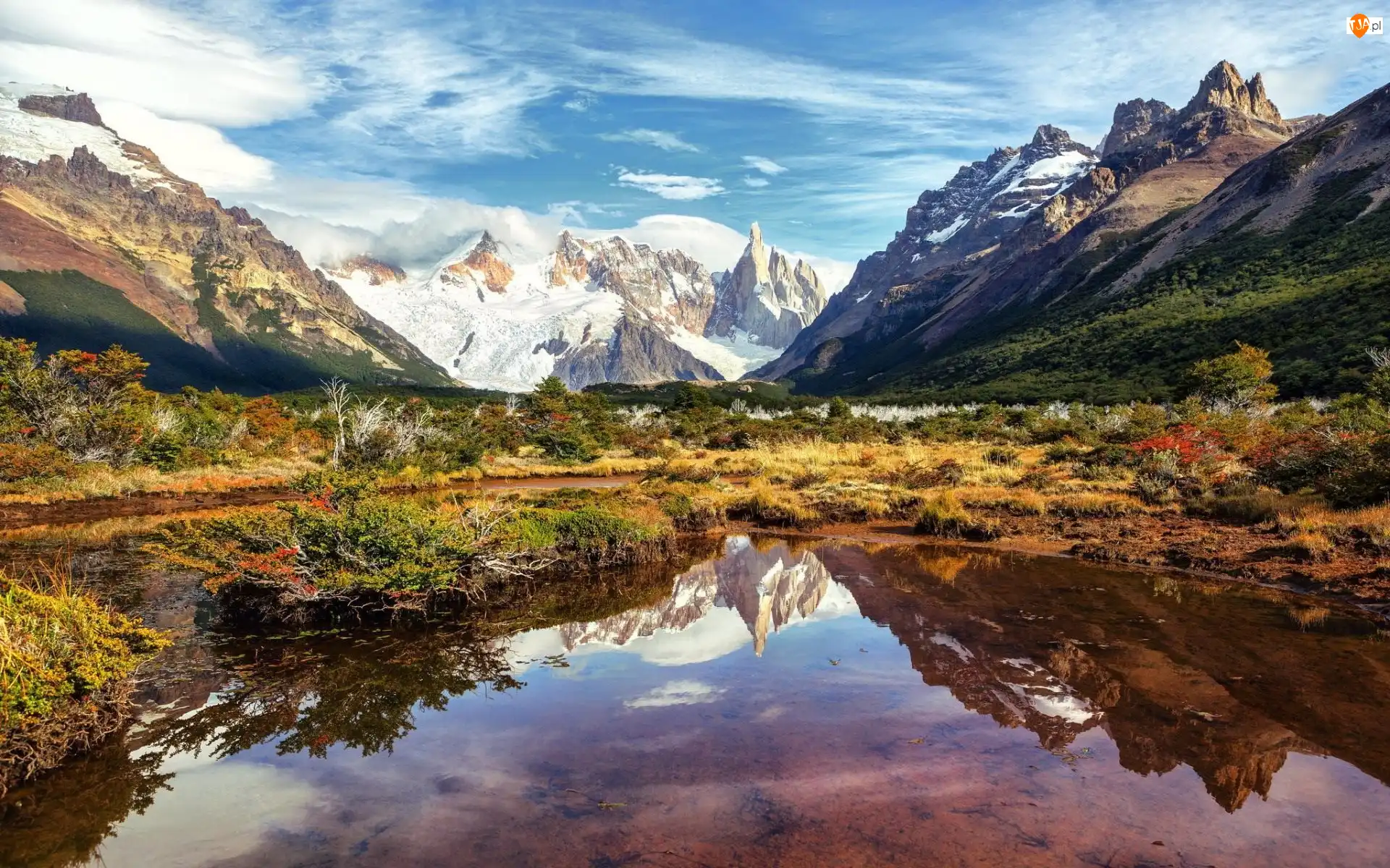 Argentyna, Śnieg, Patagonia, Cerro Torre, Park Narodowy Los Glaciares, Góry, Andy, Jezioro, Szczyt