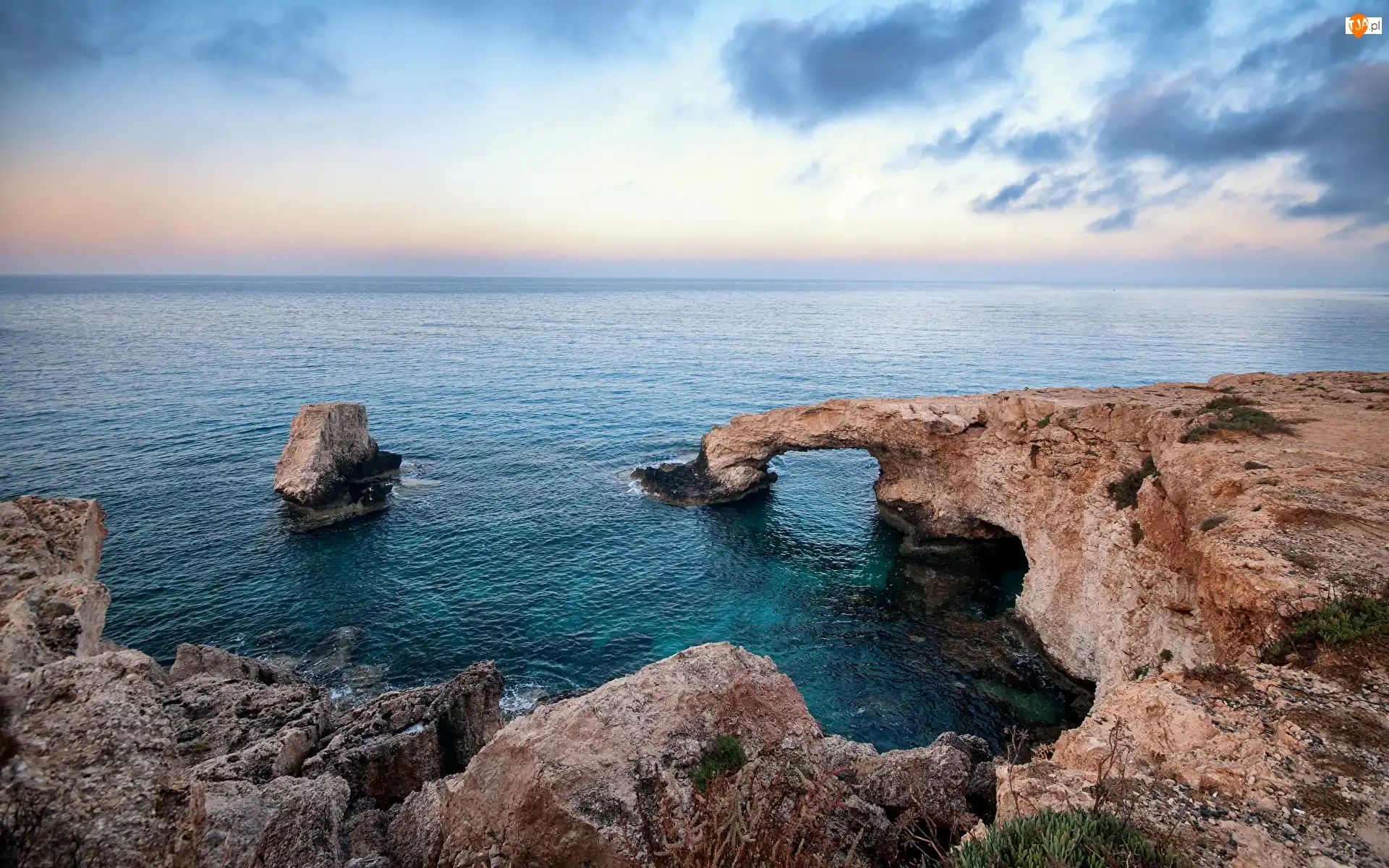 Ajia Napa, Cypr, Morze, Most skalny, Przylądek Cape Greco, Skały