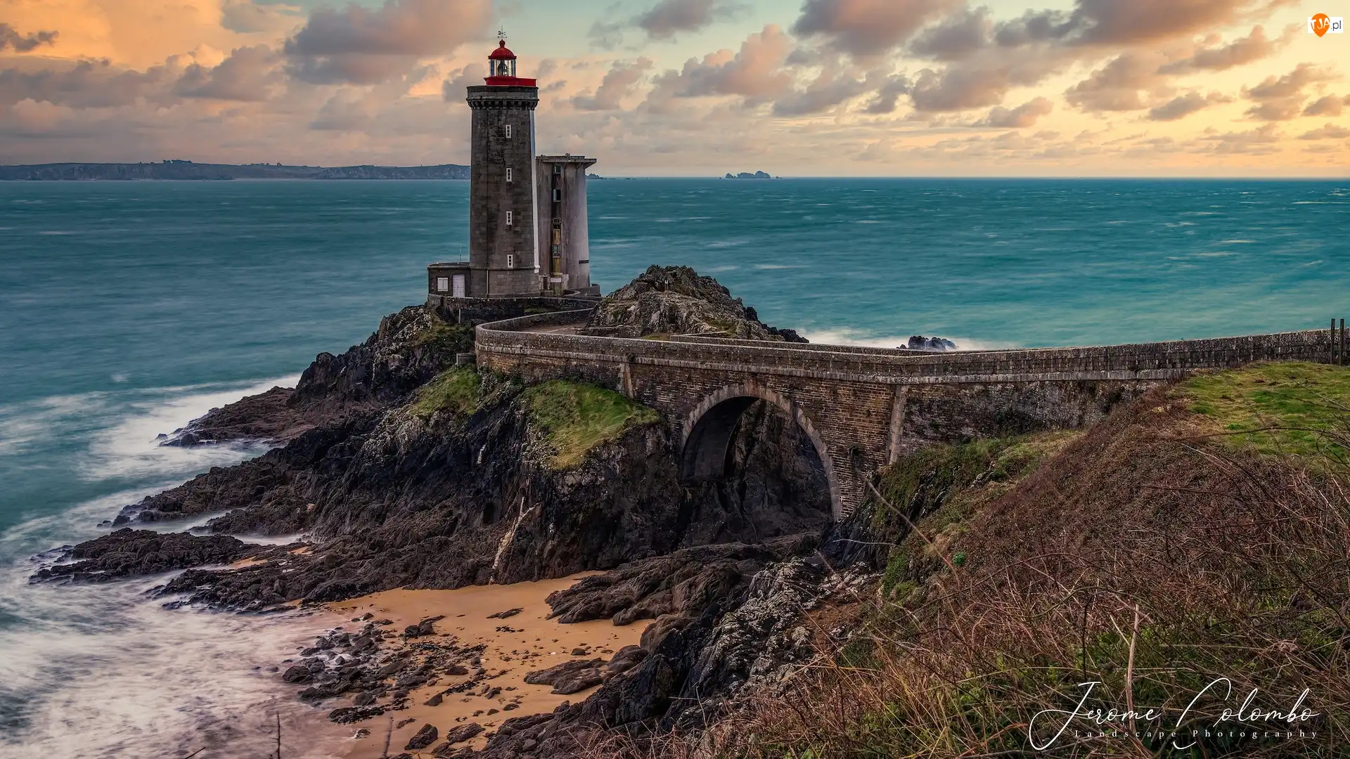 Francja, Phare du Petit Minou, Bretania, Skały, Gmina Plouzane, Most, Morze, Latarnia morska, Droga