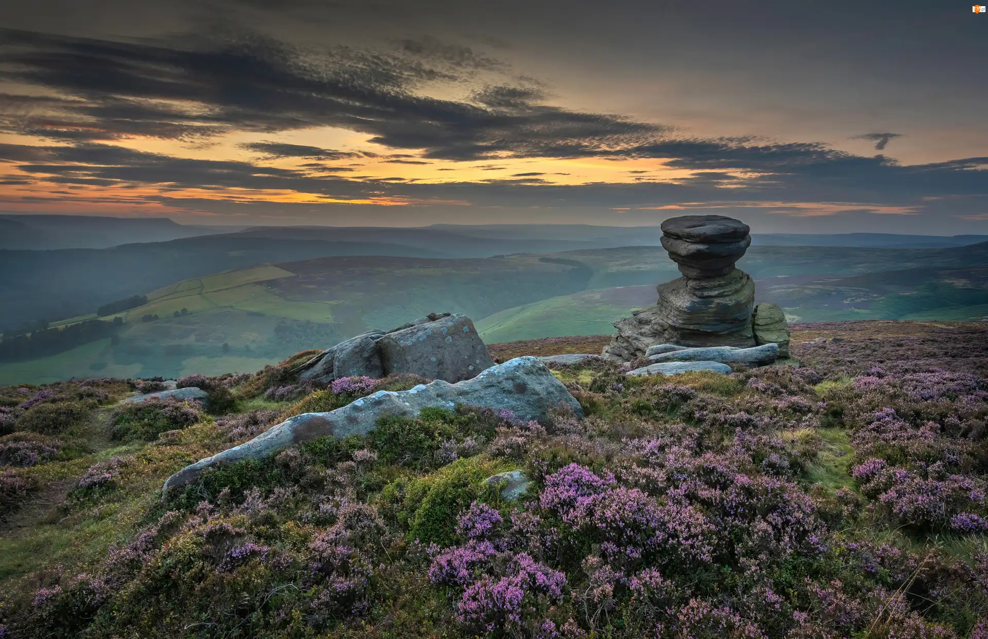 Anglia, Wzgórze, Hrabstwo Derbyshire, Formacja skalna, Salt Cellar, Skały, Kamienie, Wrzosowisko, Park Narodowy Peak District