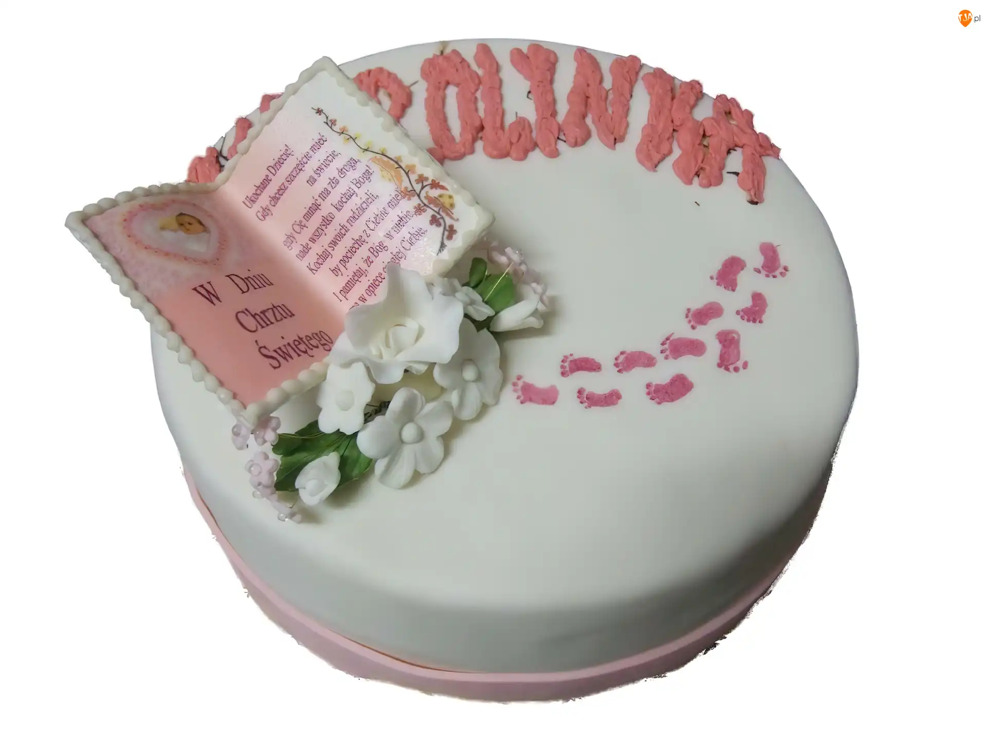 Chrzest, Biały, Tort, Książeczka
