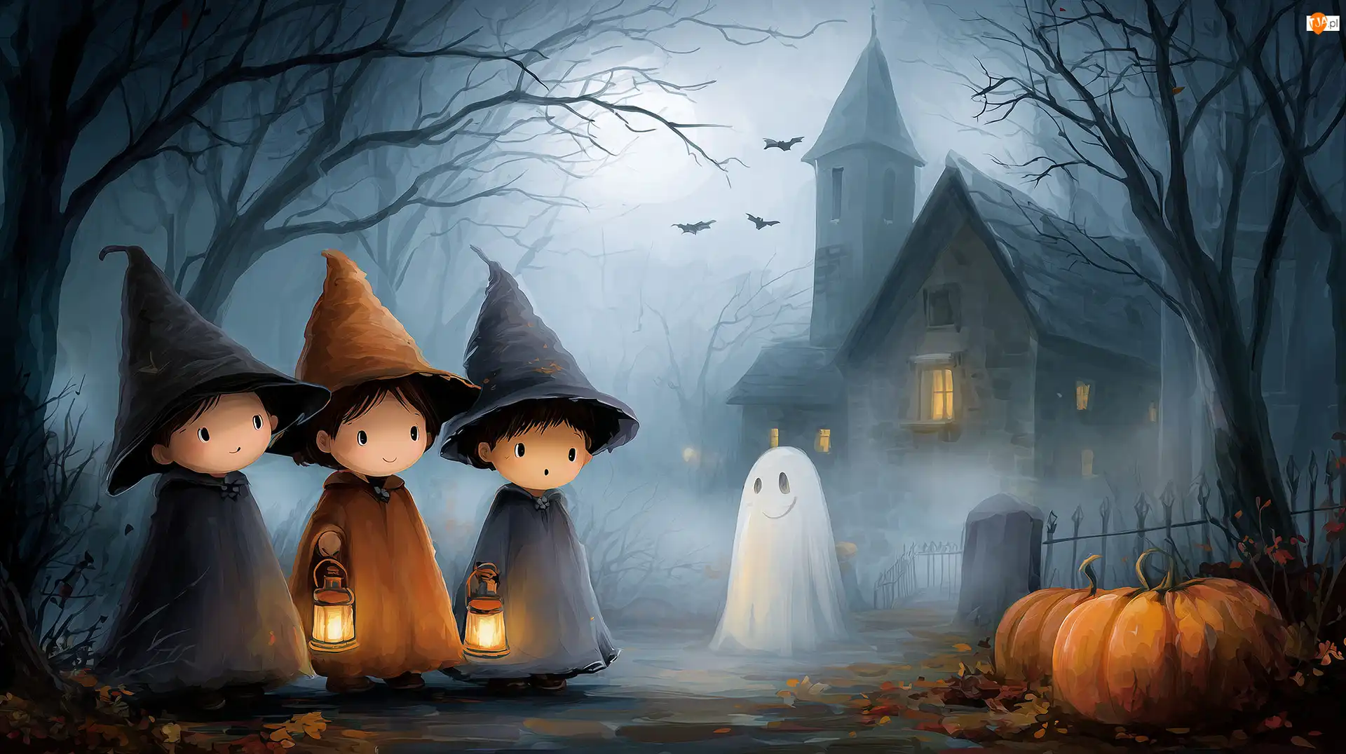 Dynie, Grafika AI, Duszek, Dzieci, Halloween