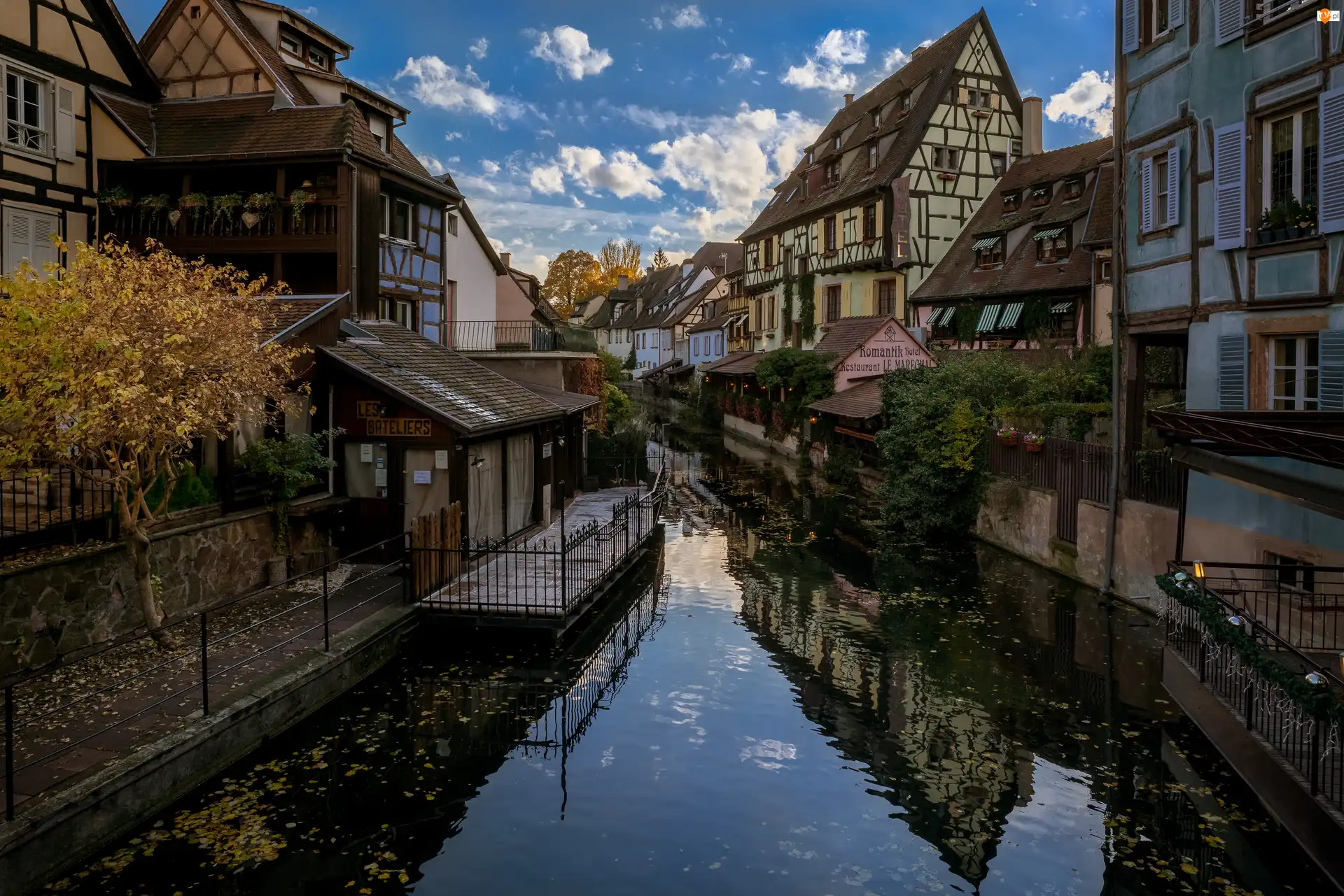 Rzeka, Francja, Kanał, Domy, Colmar