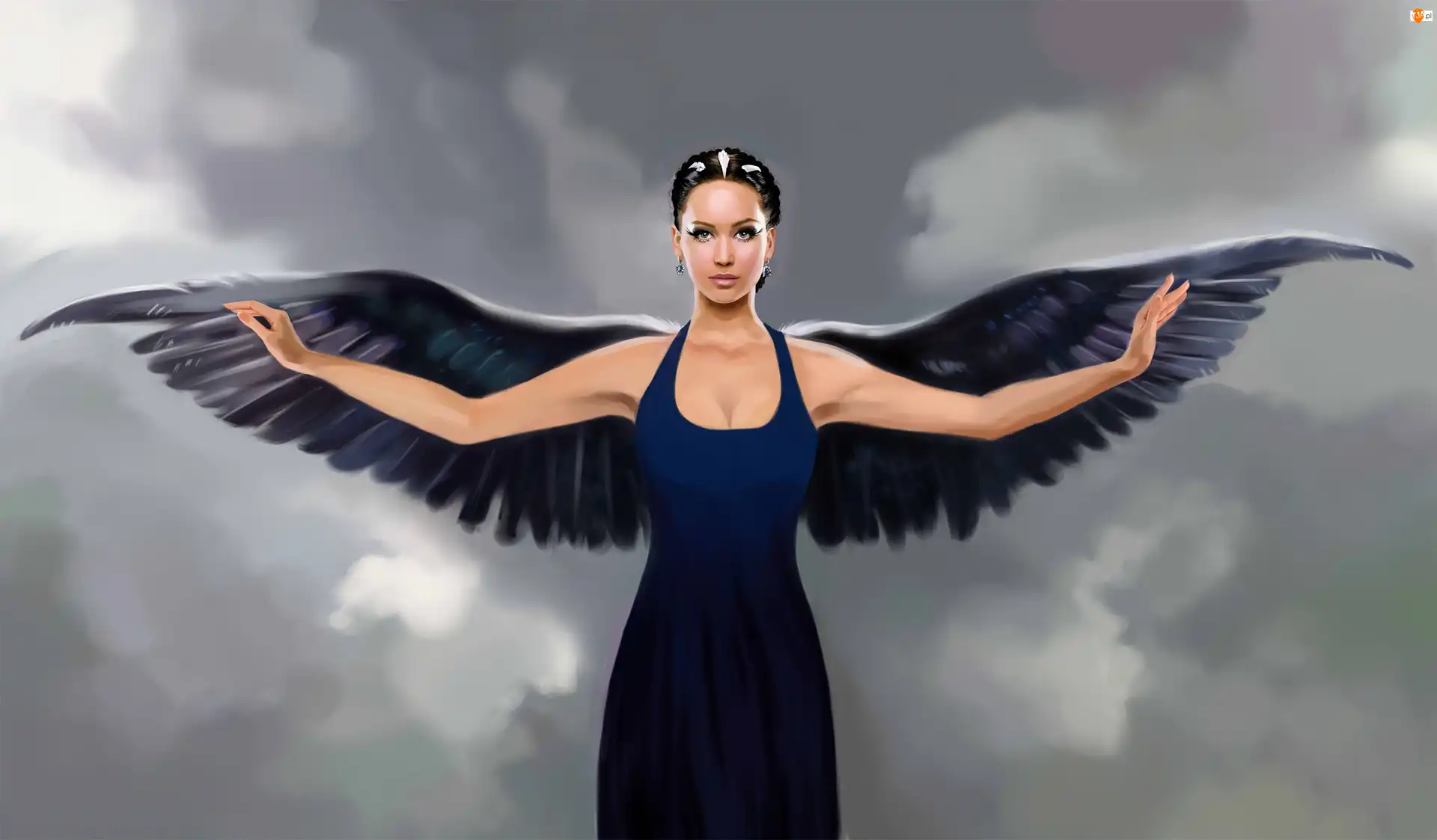 Czarne, Brunetka, Anioł, Igrzyska Śmierci, Skrzydła, Jennifer Lawrence