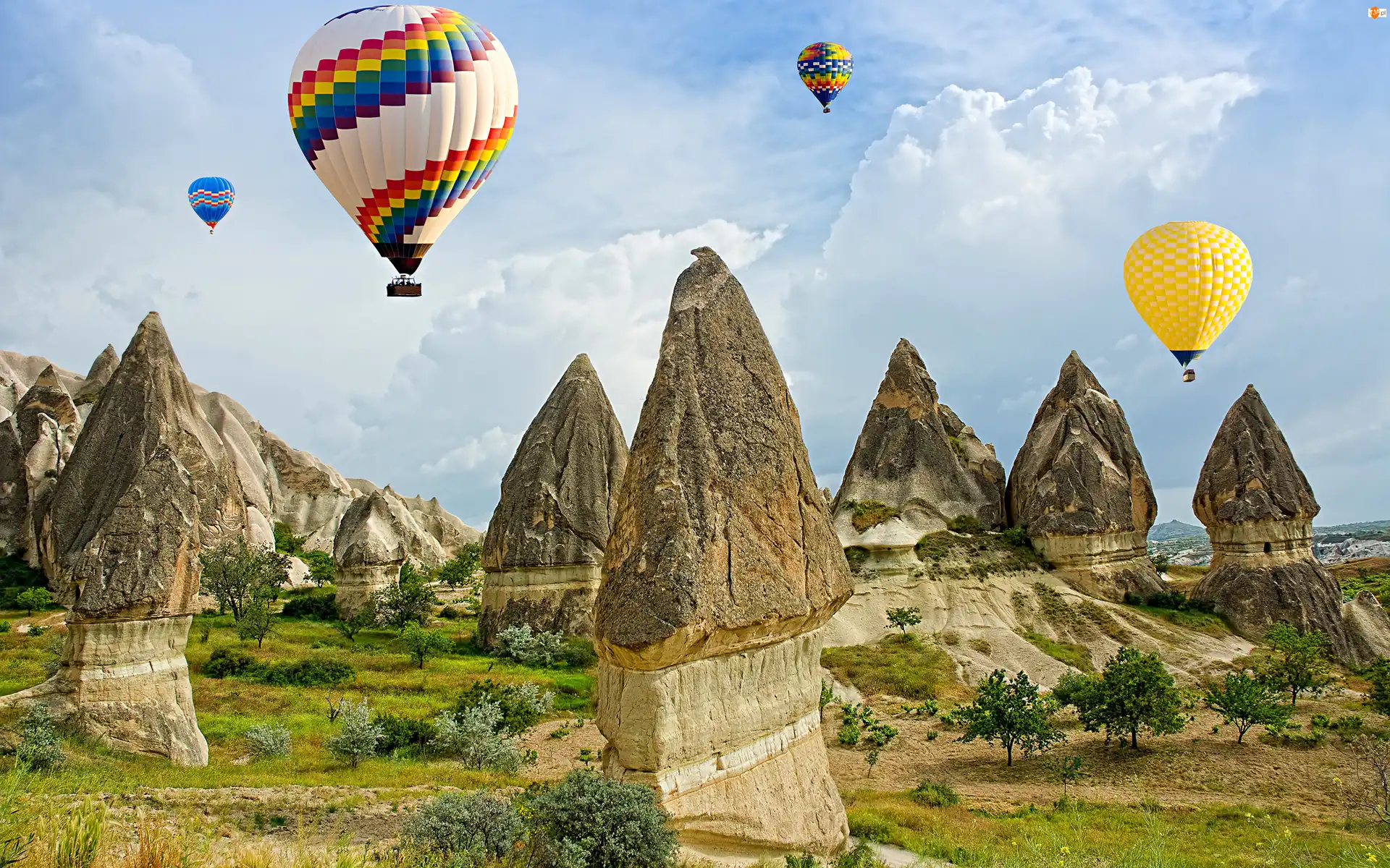 Skały, Stożkowate, Park Narodowy Goreme, Turcja, Balony, Kapadocja