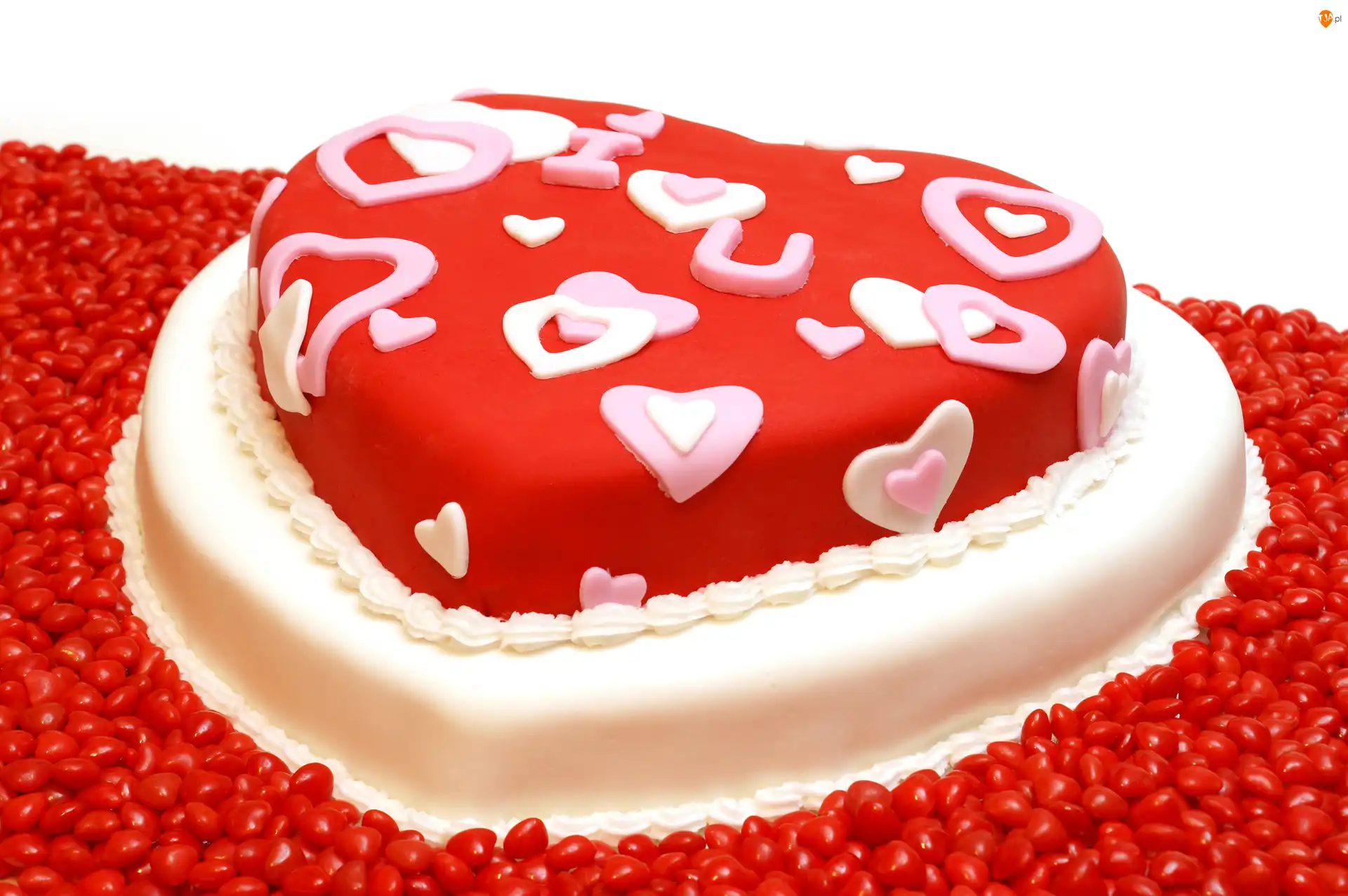 Serce, Napis, Groszki, Tort, Cukierki, Słodycze, I Love You