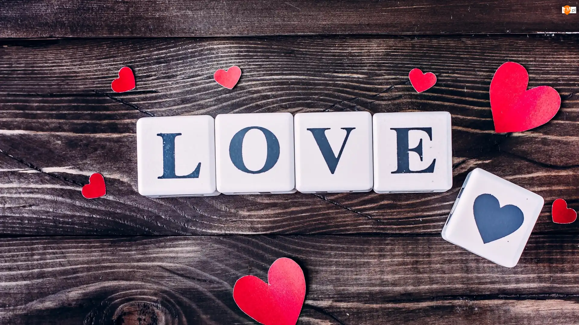 Love, Deski, Napis, Kostki, Serduszka