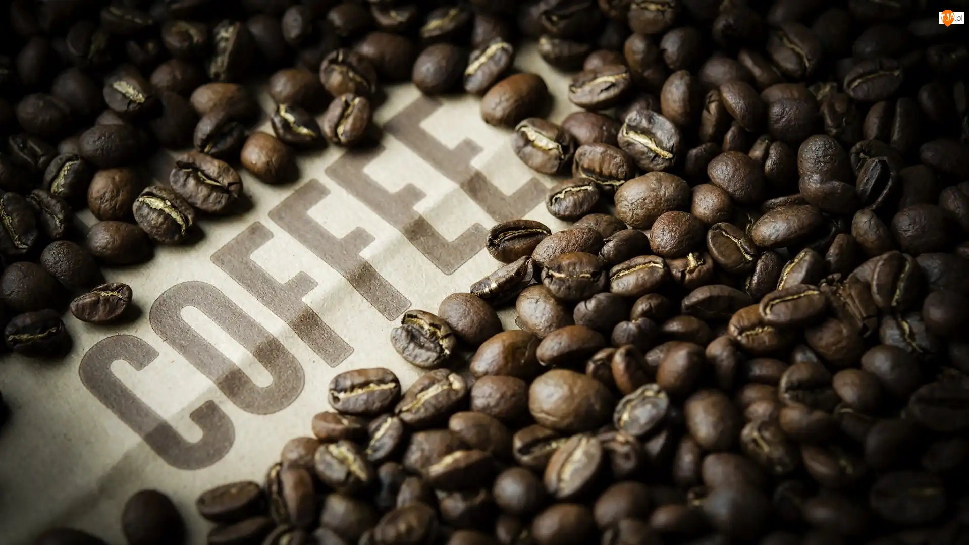 Coffee, Ziarna, Kawa, Napis