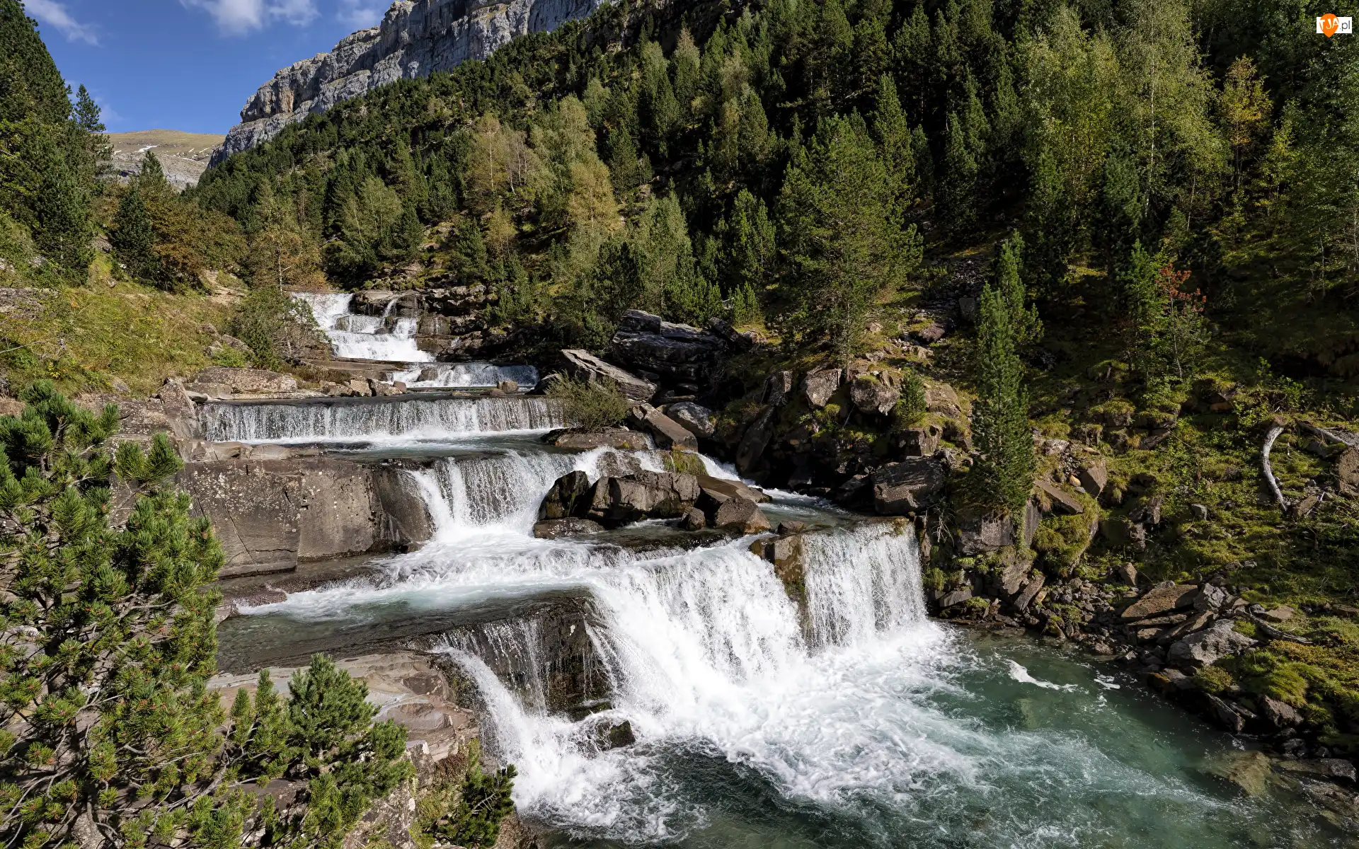 Park Narodowy Ordesa y Monte Perdido, Wodospad, Arazas Rio, Piereneje, Kaskada, Dolina Ordesy, Hiszpania, Rzeka