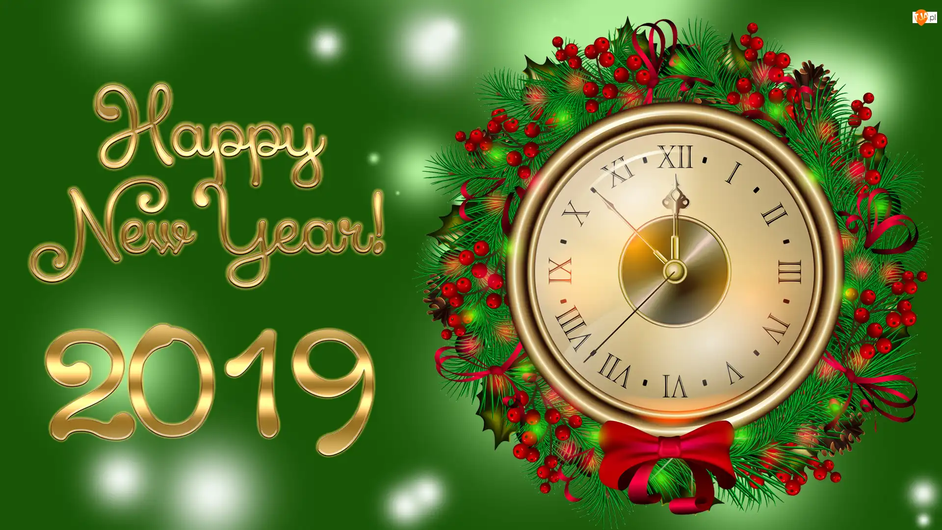 2019, Życzenia, Nowy Rok, Sylwester, Zegar