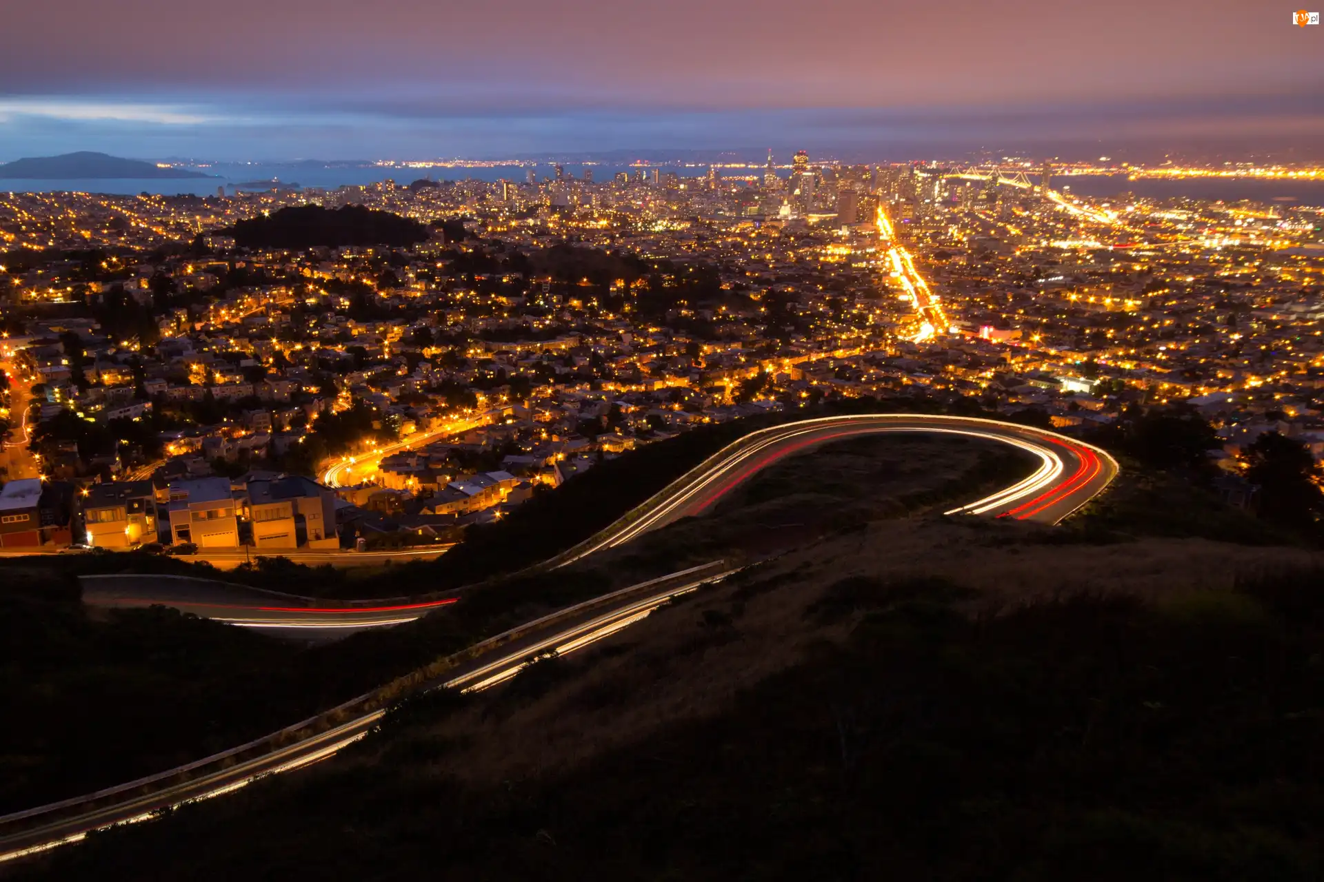 USA, San Francisco, Miasto, Noc