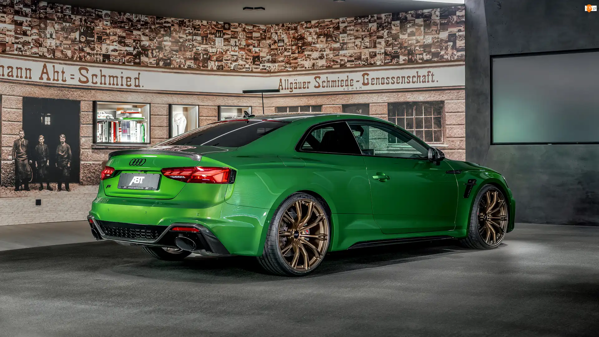 Audi RS5, Zielone, Coupe, Bok, ABT, Tył