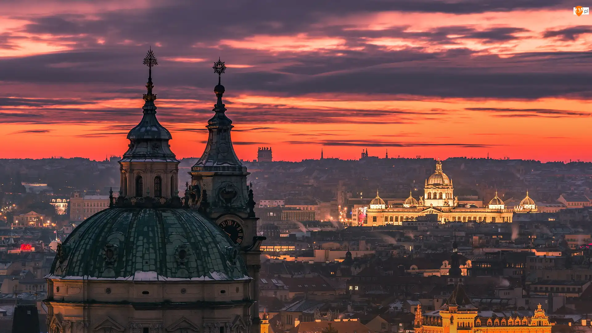 Czechy, Praga, Katedra, Zachód słońca