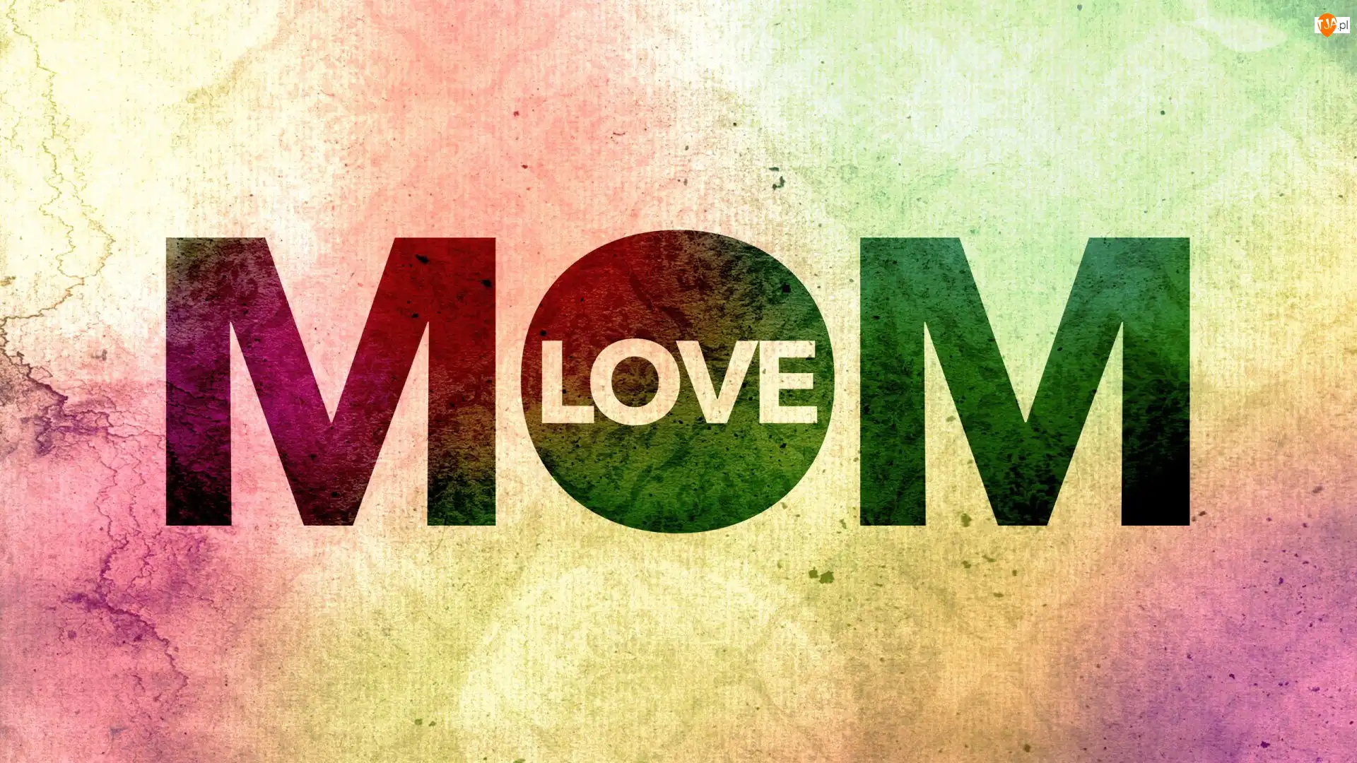 Grafika, Dzień Matki, Napis, Mom Love