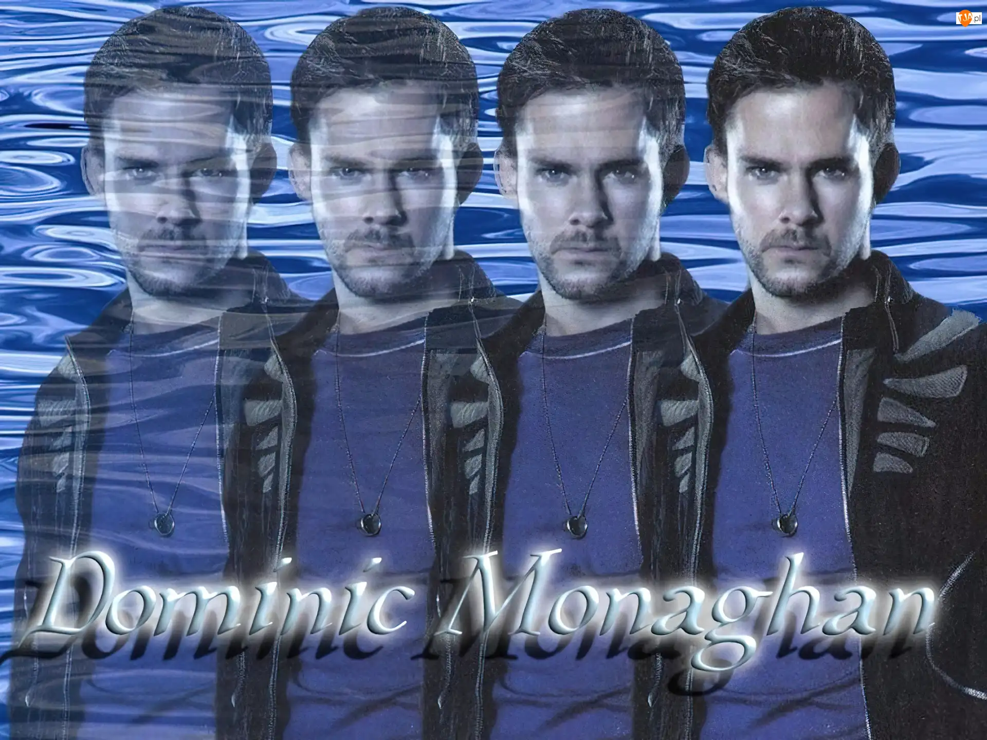 łańcuszek, Dominic Monaghan, niebieski t-shirt