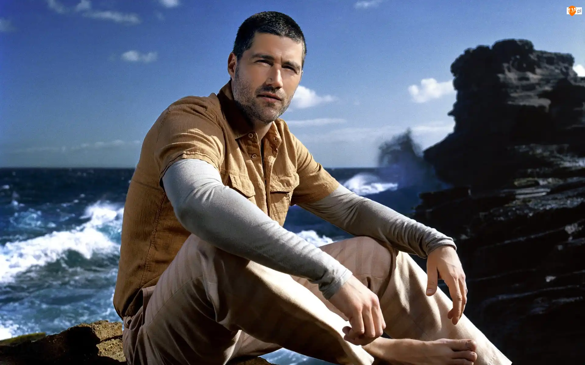 Lost, Serial, Matthew Fox, ocean, Zagubieni, skały