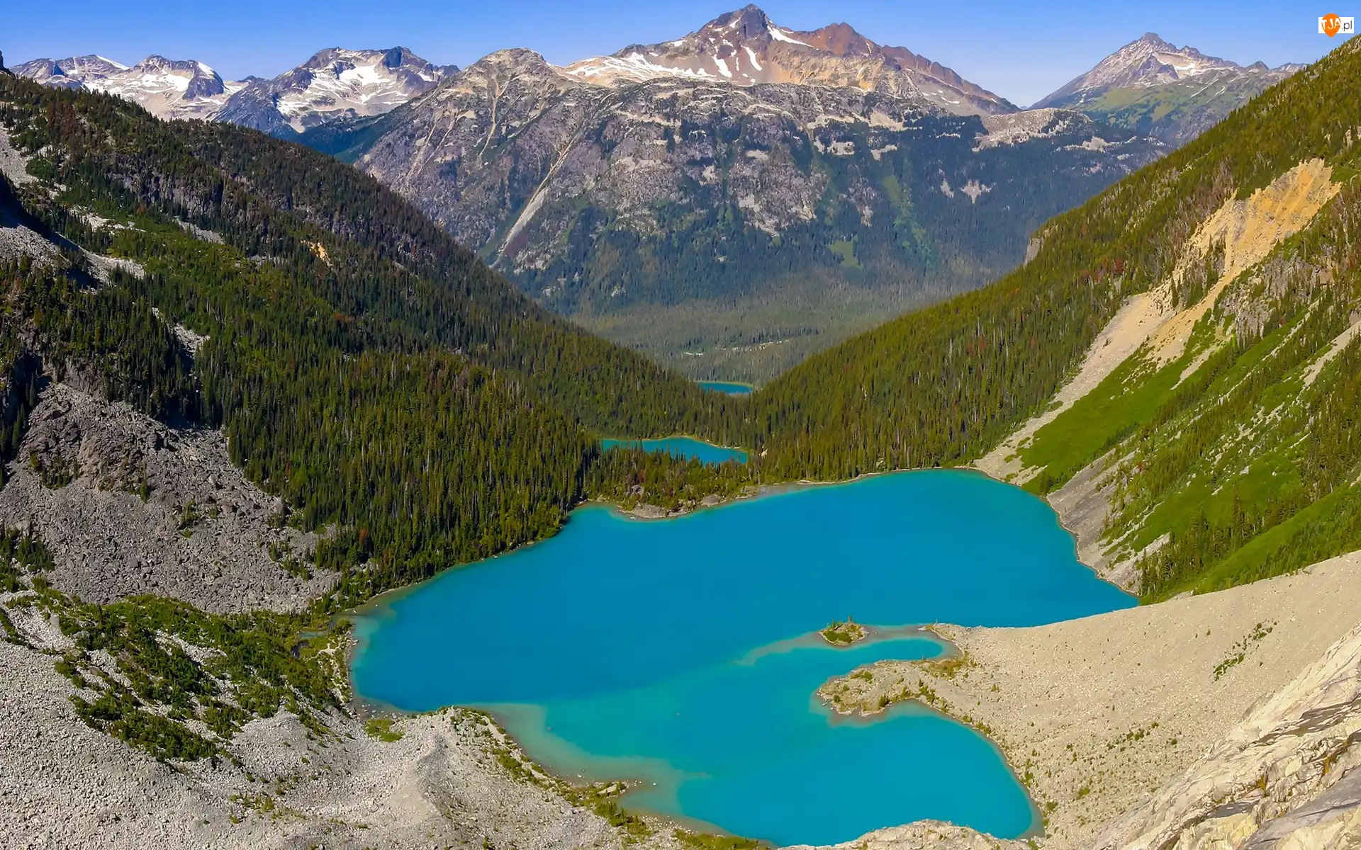 Brzeg, Kanada, Jezioro, Las, Kolumbia Brytyjska, Middle Lake, Góry, Park prowincjonalny Joffre Lakes